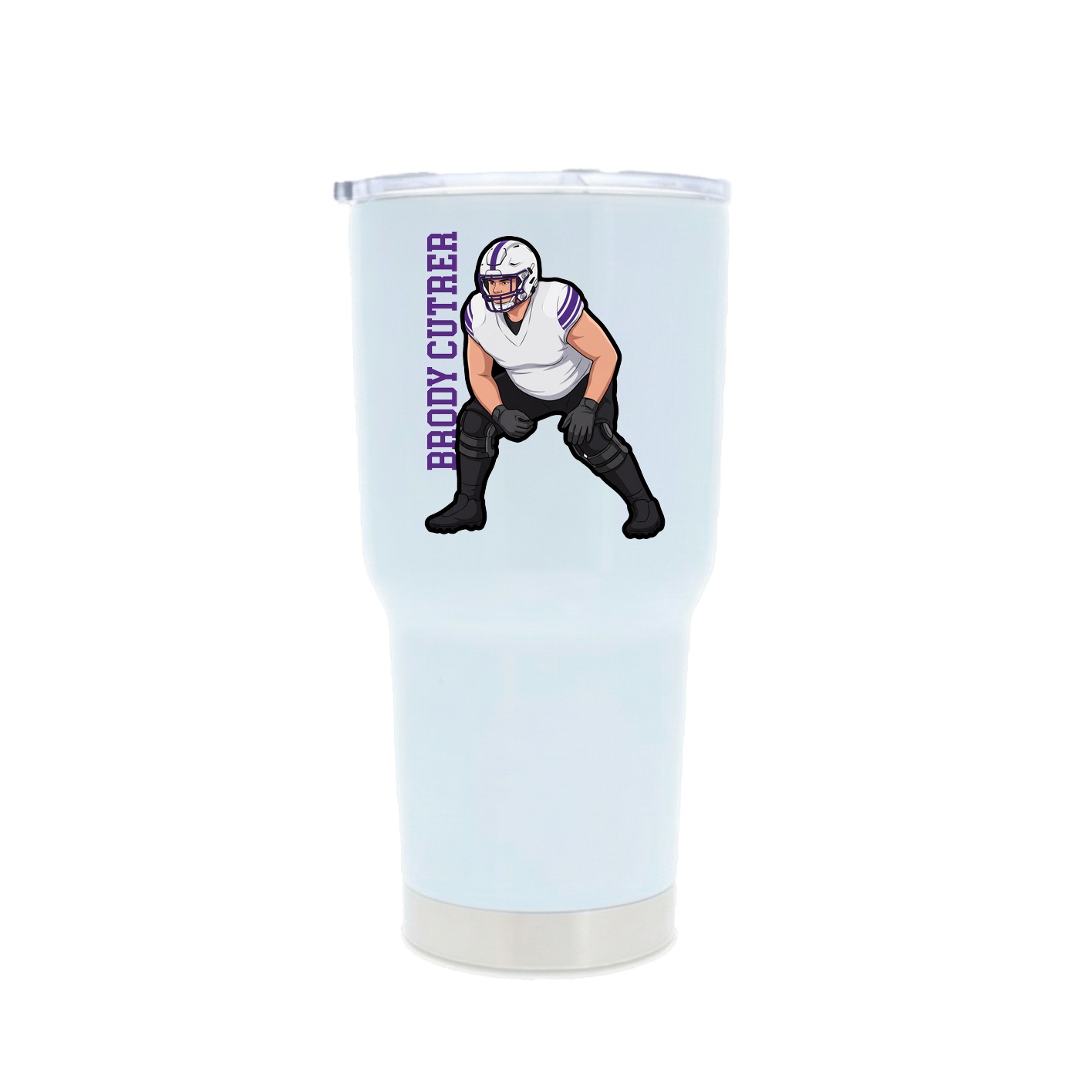 30oz Stainless Steel Tumbler — Name Vertical in White
