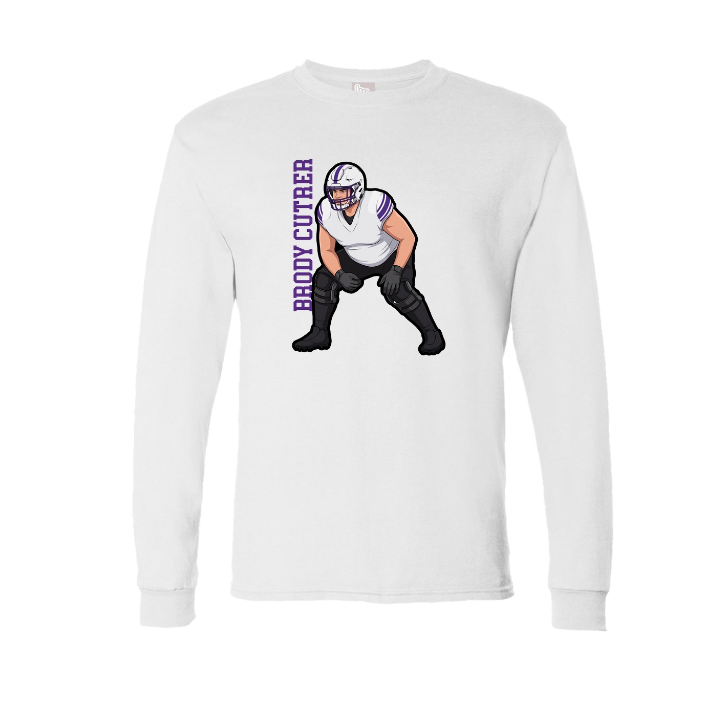 Long Sleeve Tee — Name Vertical in White