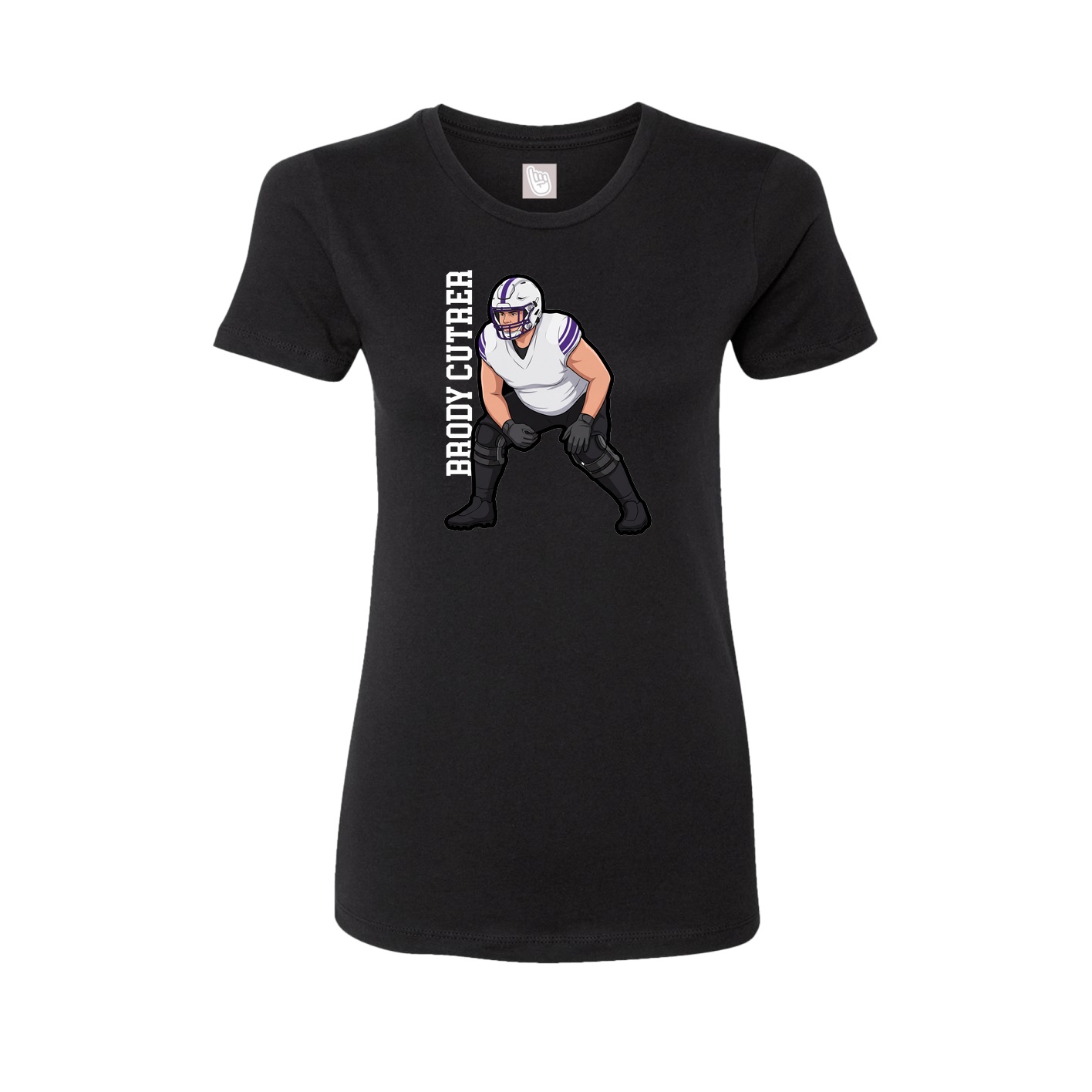 Fitted Women's Tee — Name Vertical in Black