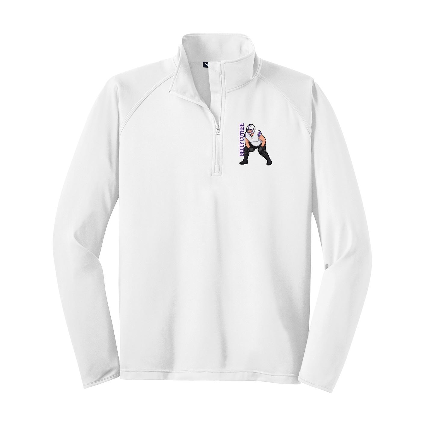 Q-Zip Pullover — Name Vertical in White