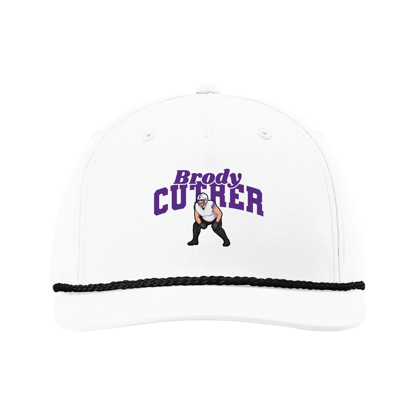 Five-Panel Classic Rope Cap — Signature Arch in White