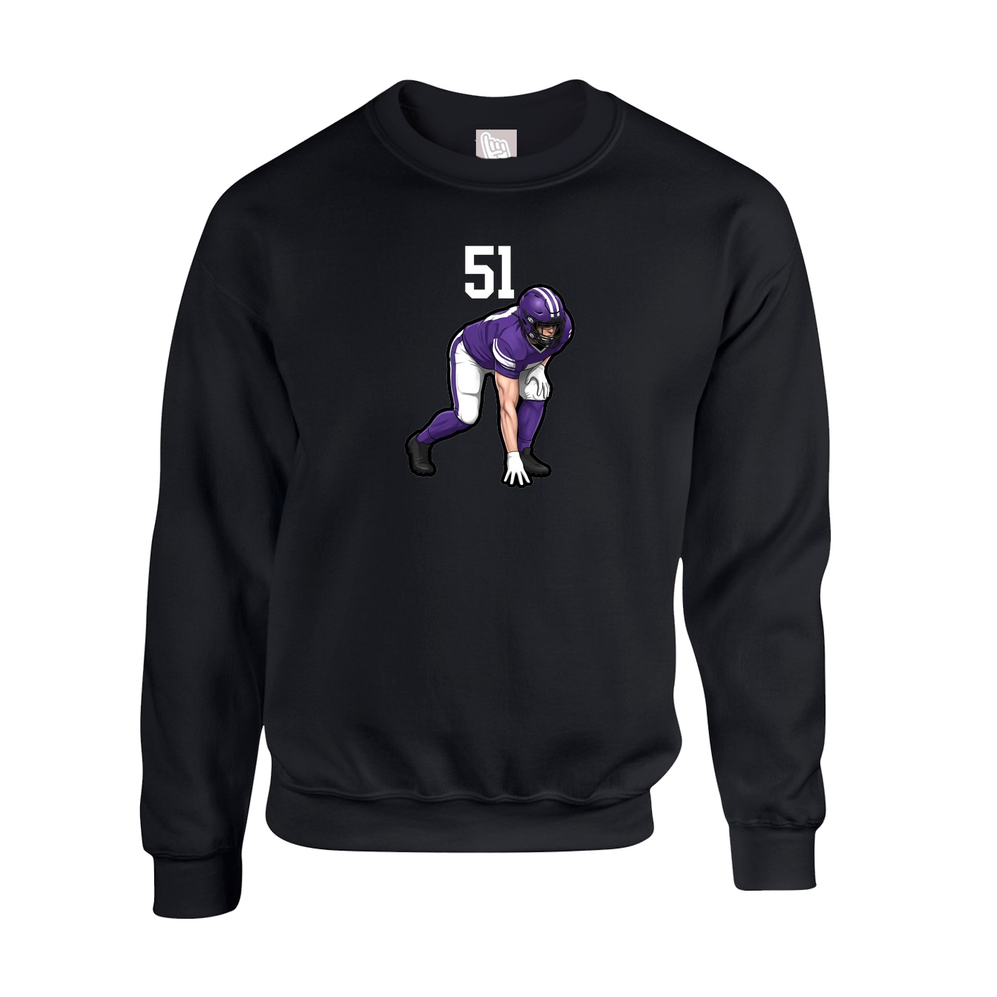 Fleece Crew — Number Top in Black