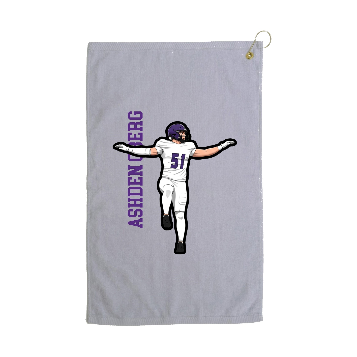Golf Towel — Name Vertical in Grey