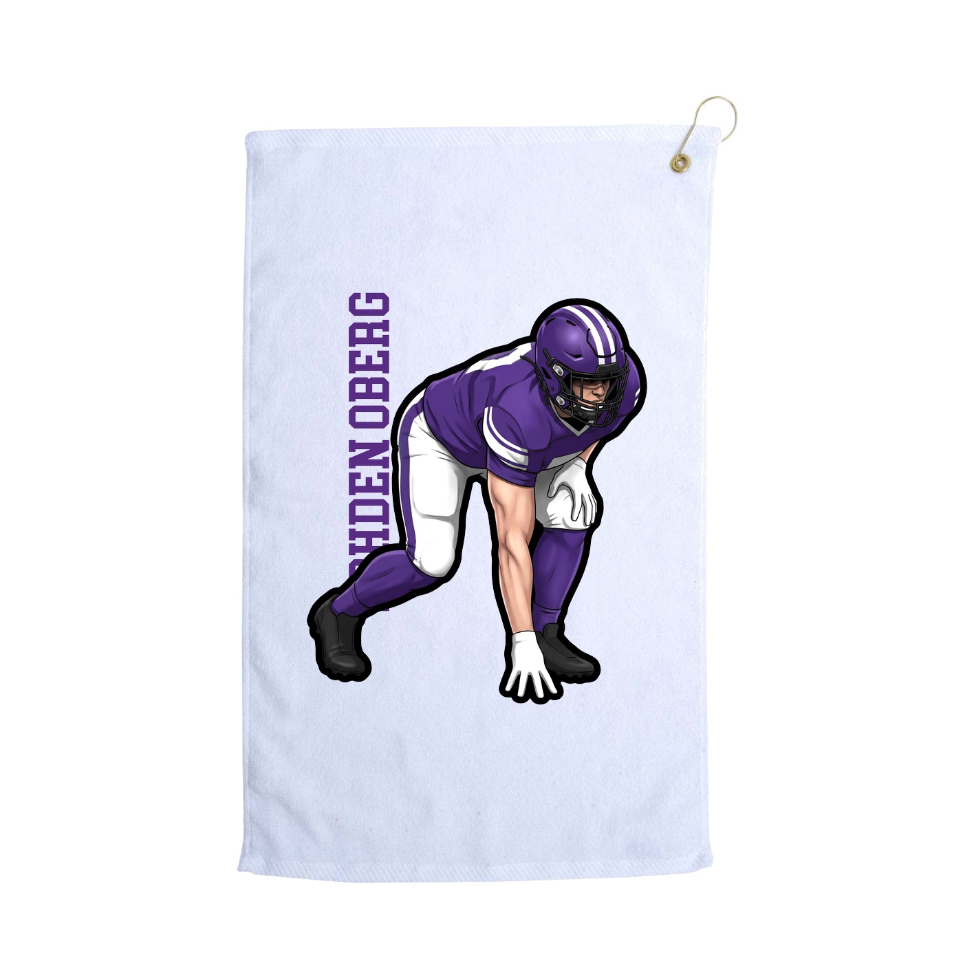Golf Towel — Name Vertical in White