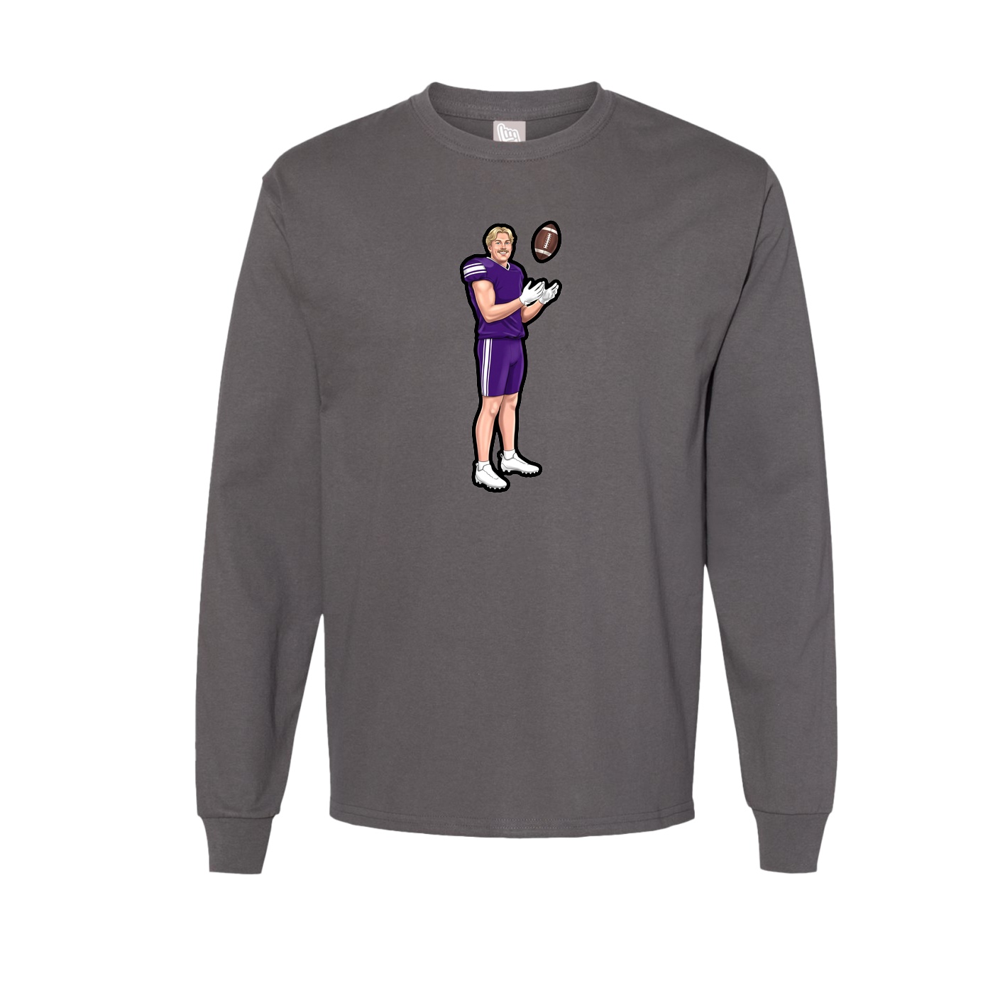 Long Sleeve Tee — Name Vertical in Grey