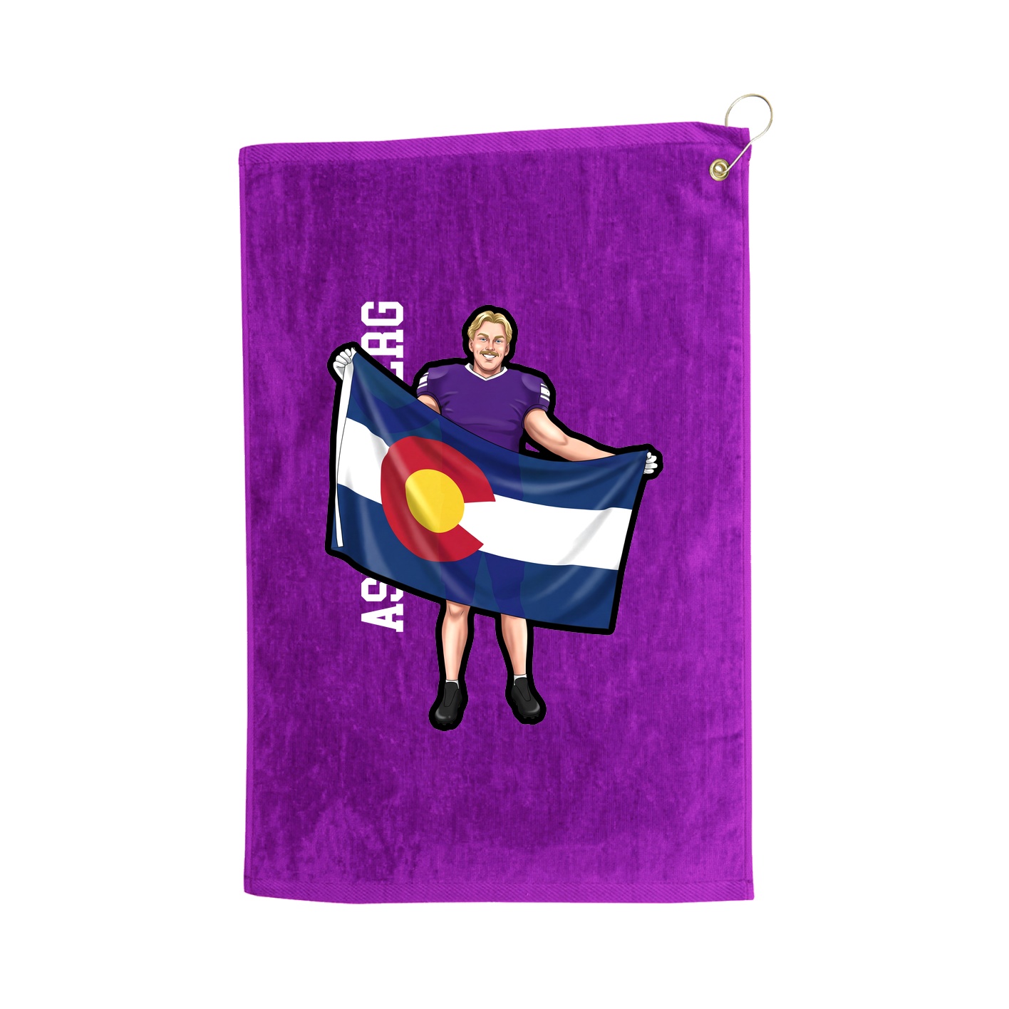 Golf Towel — Name Vertical in Purple