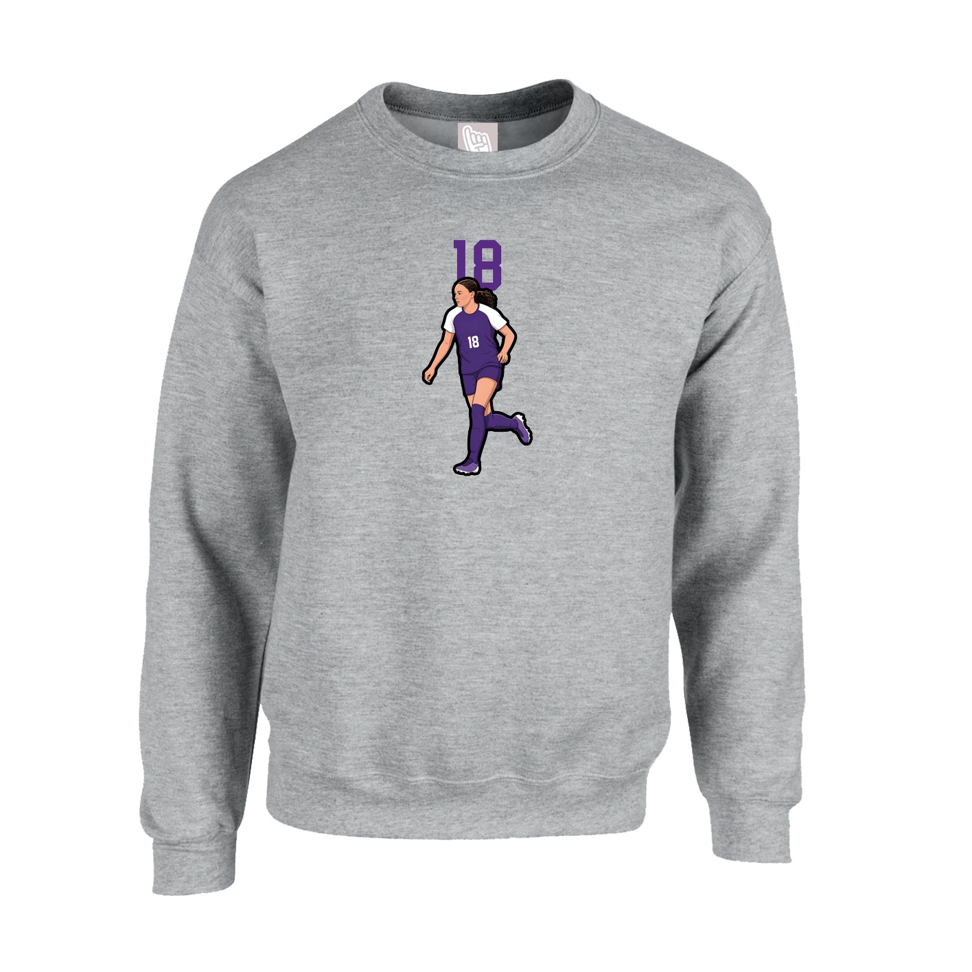 Fleece Crew — Number Top in Grey