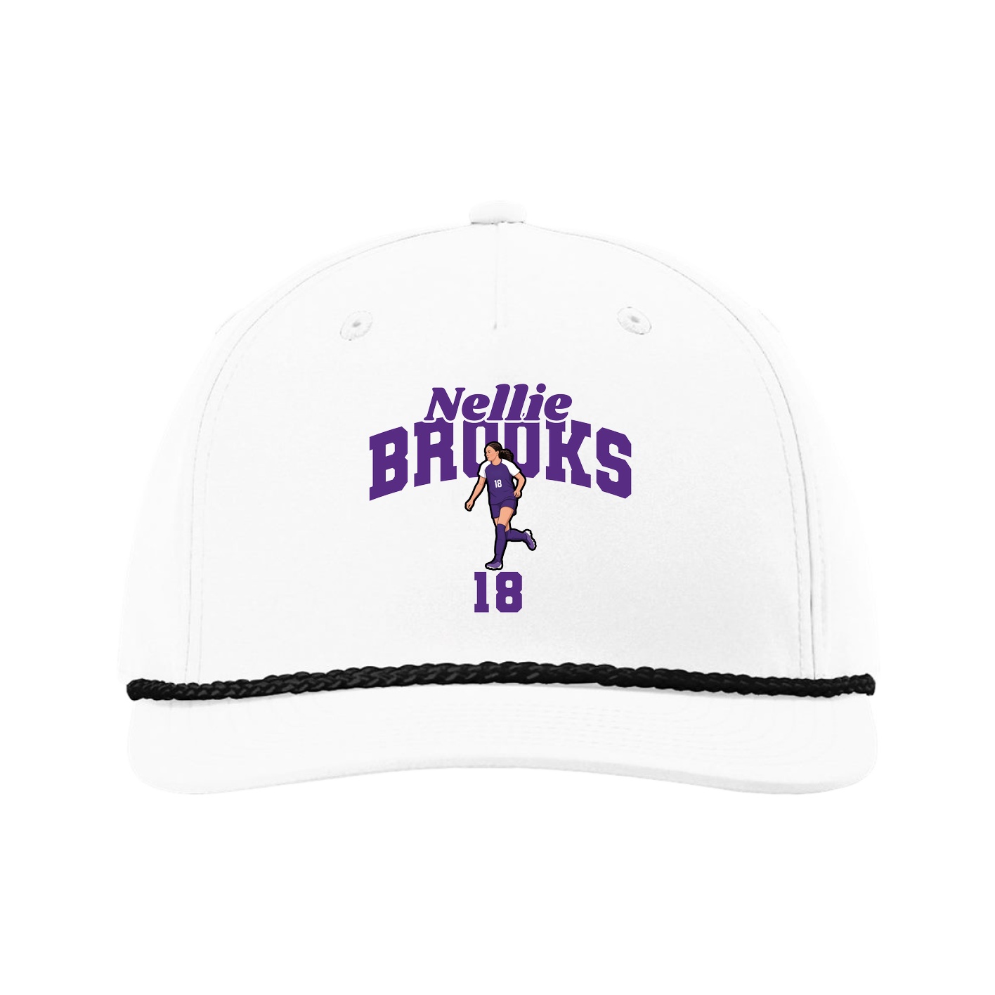 Five-Panel Classic Rope Cap — Signature Arch in White