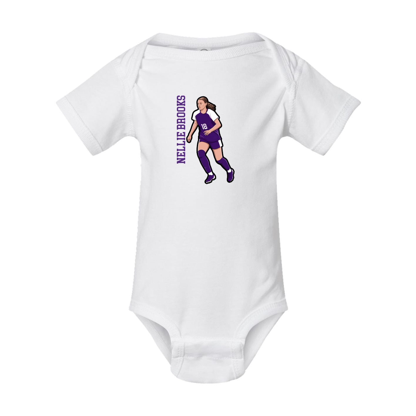 Baby Onesie — Name Vertical in White
