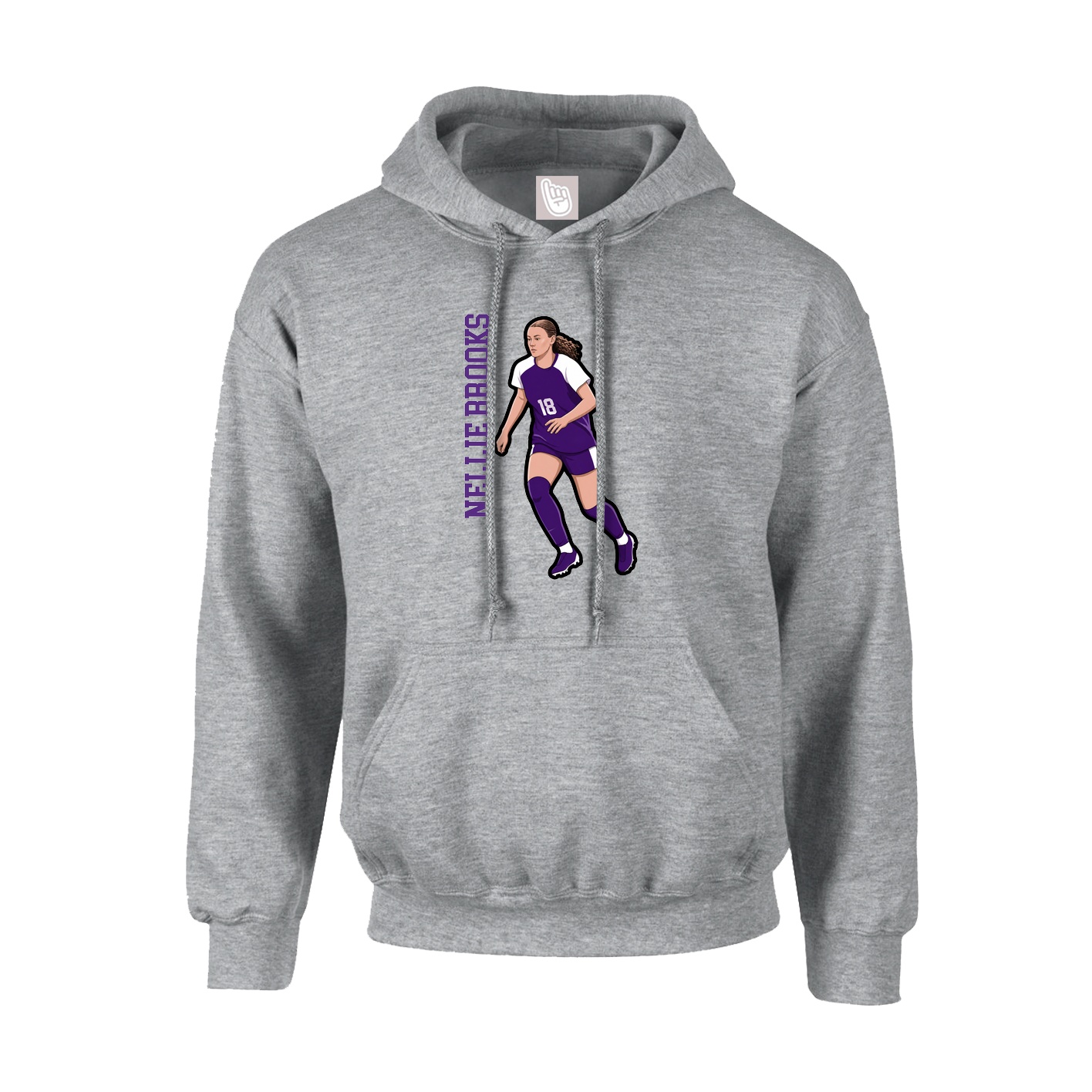 Youth Hoodie — Name Vertical in Grey