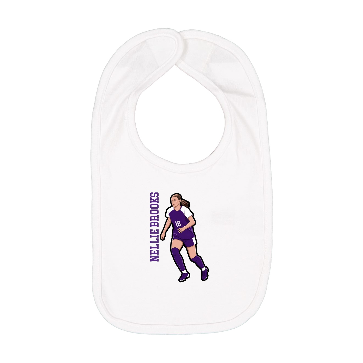 Infant Bib — Name Vertical in White