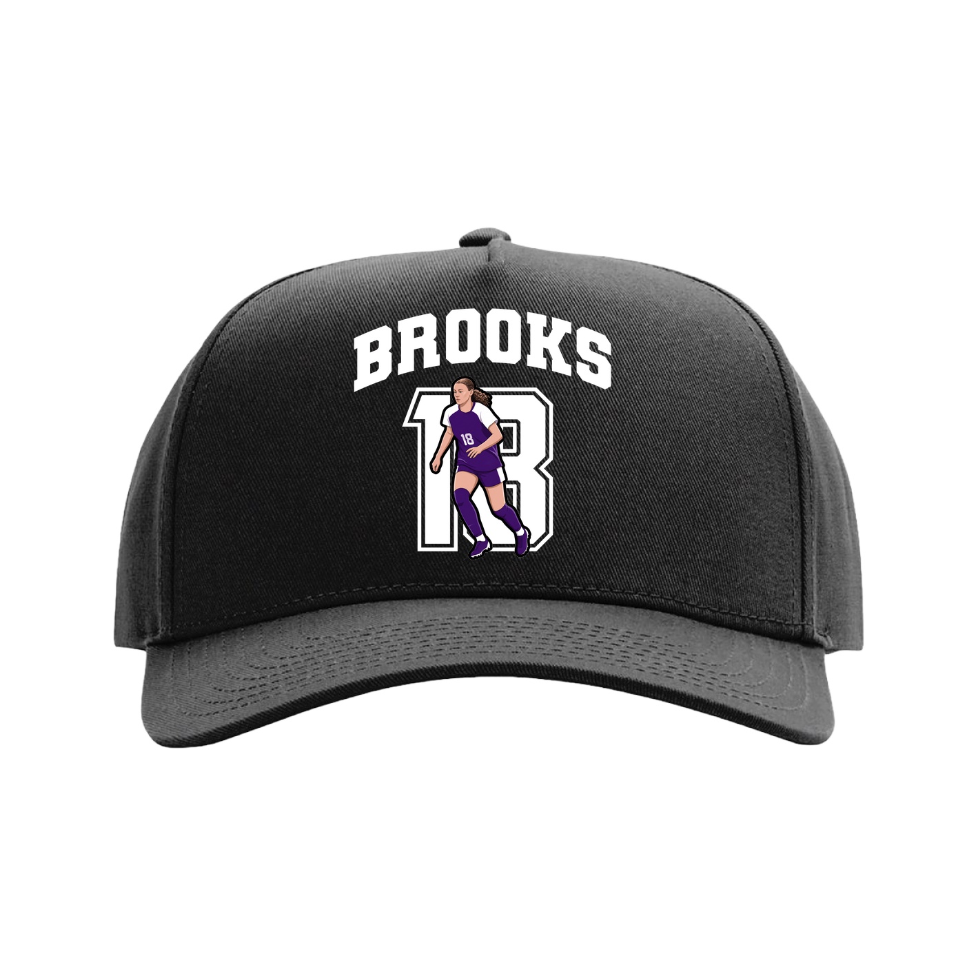 Full Fabric Five-Panel Champ Cap — Number in Black