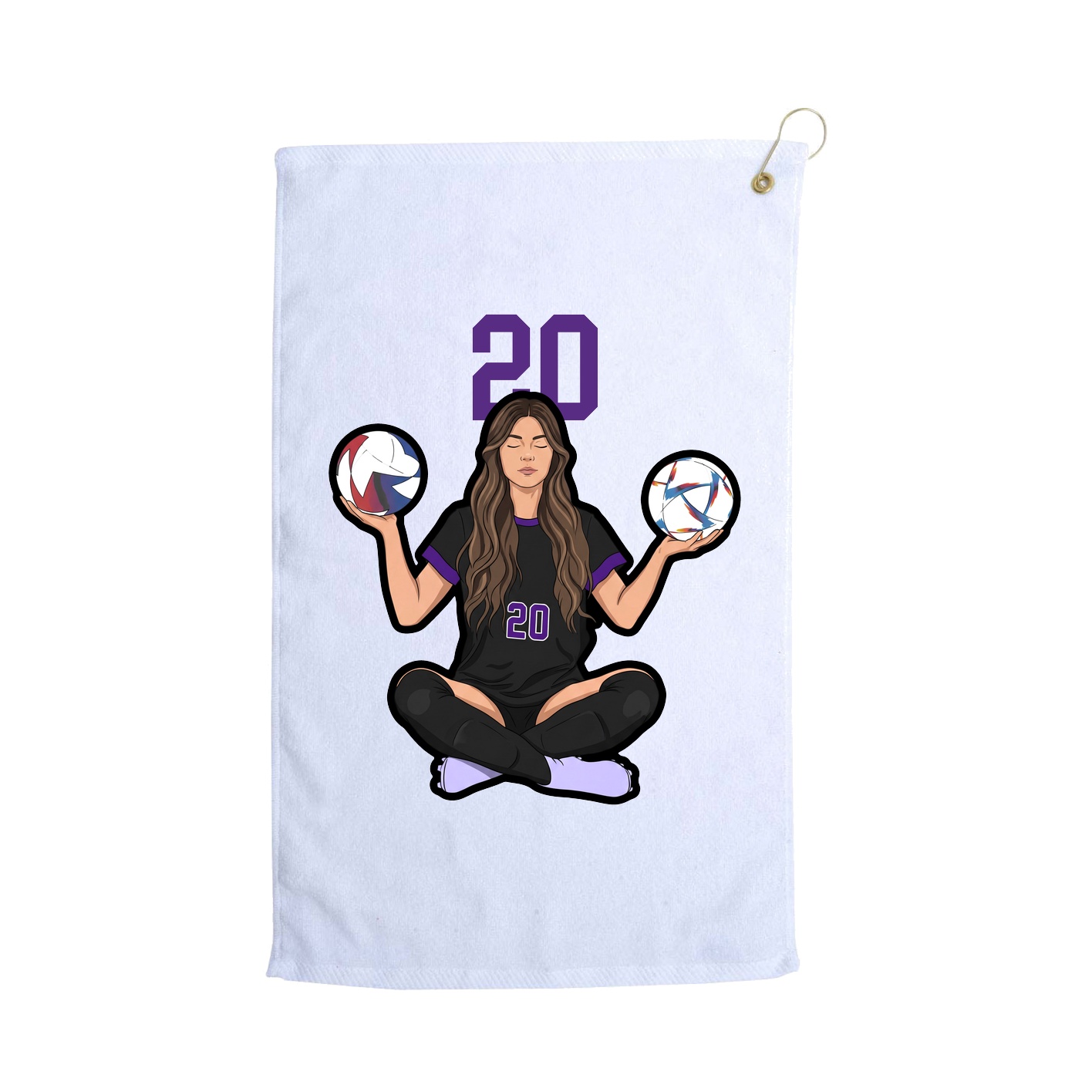 Golf Towel — Number Top in White