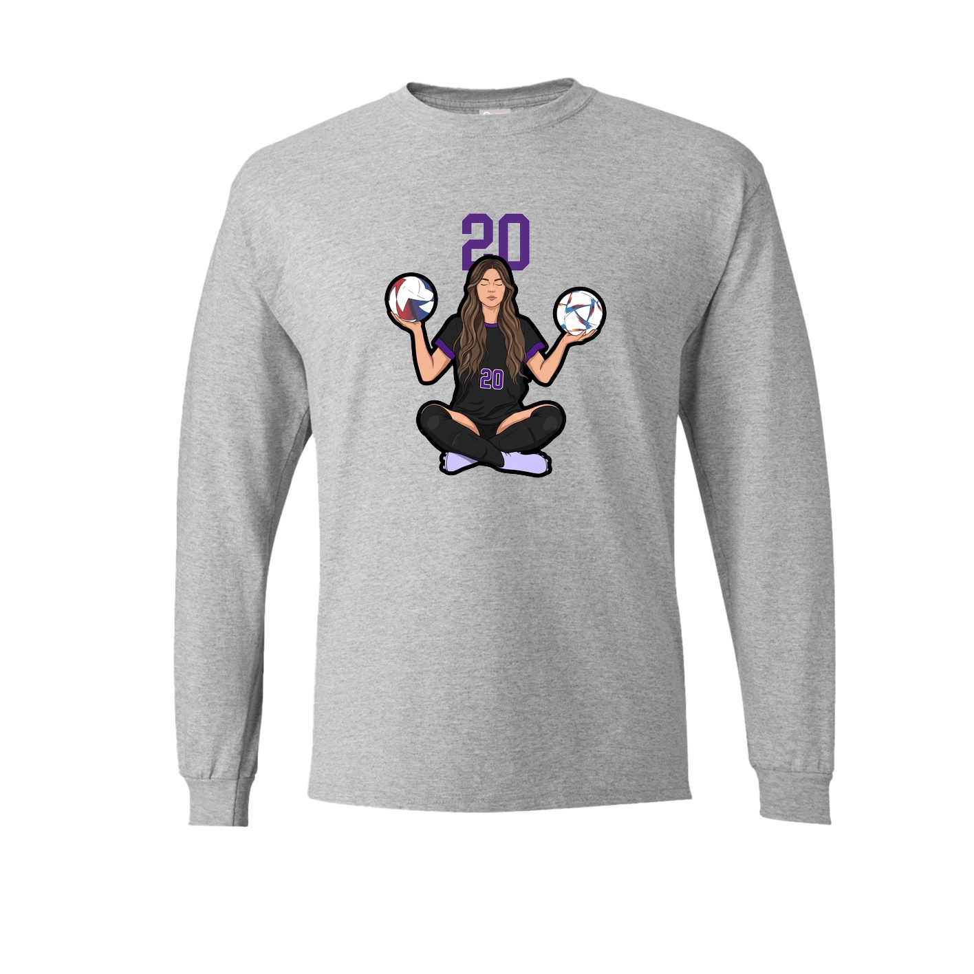 Long Sleeve Tee — Number Top in Grey