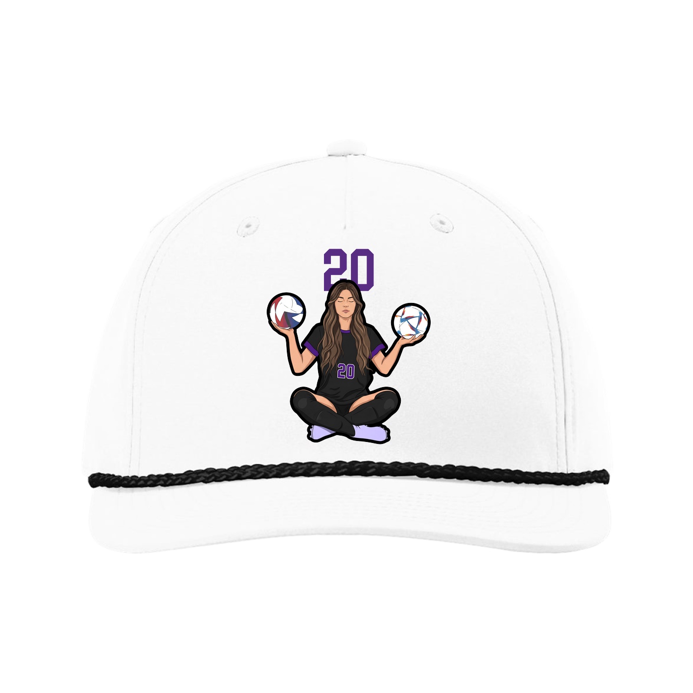 Five-Panel Classic Rope Cap — Number Top in White