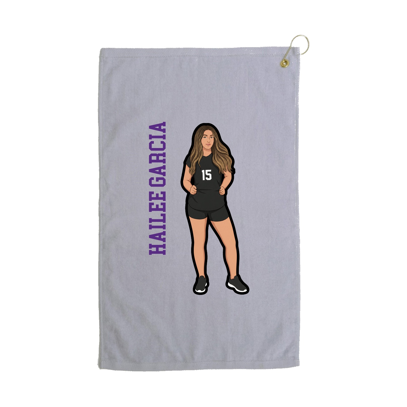 Golf Towel — Name Vertical in Grey