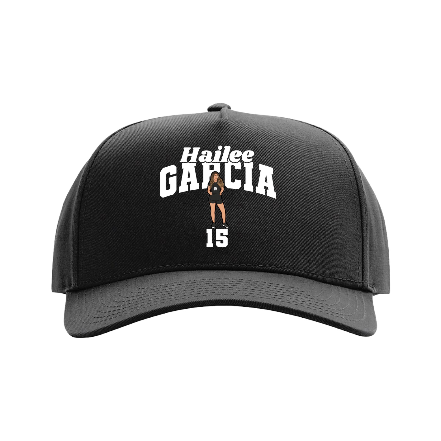 Full Fabric Five-Panel Champ Cap — Signature Arch in Black