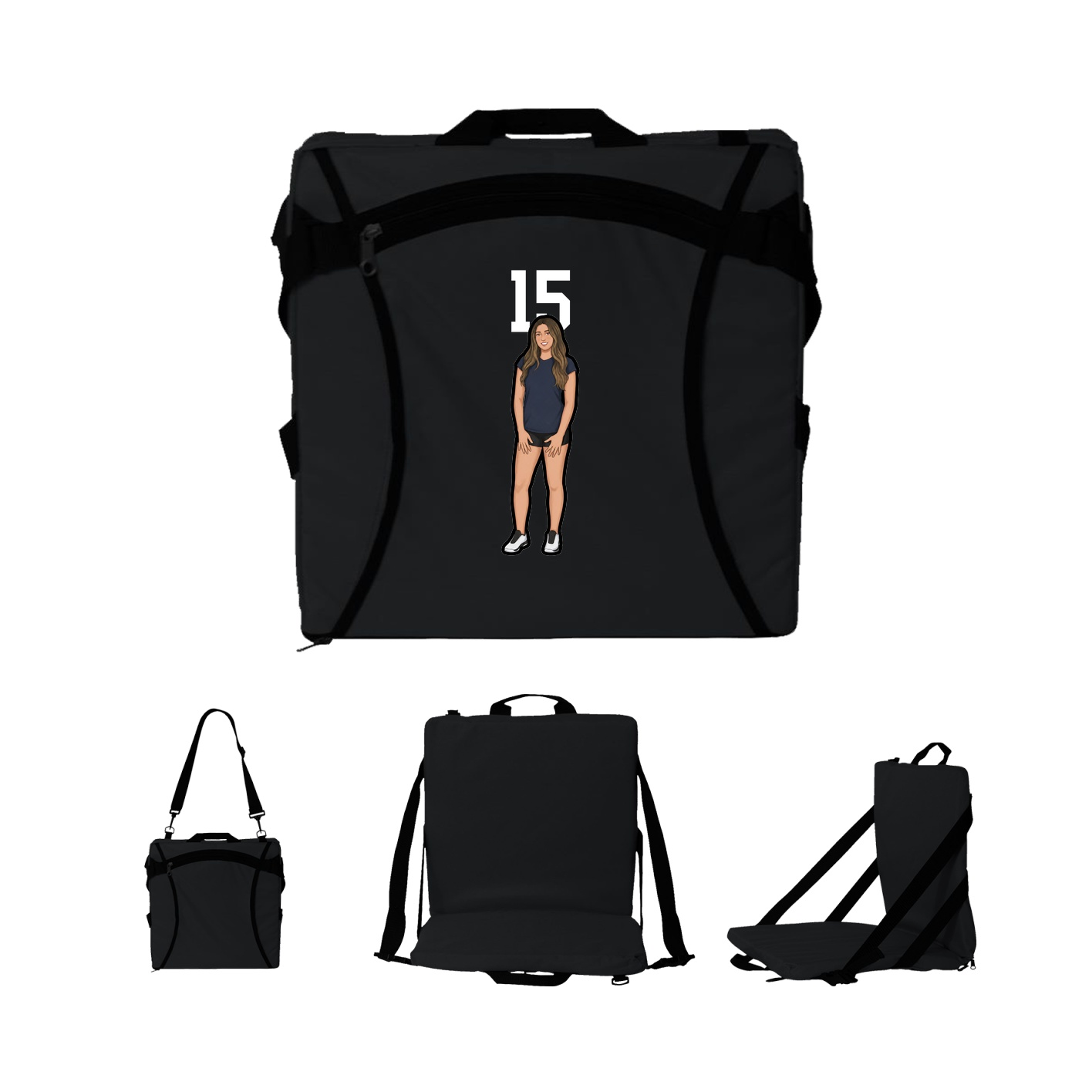 Folding Stadium Seat — Number Top in Black