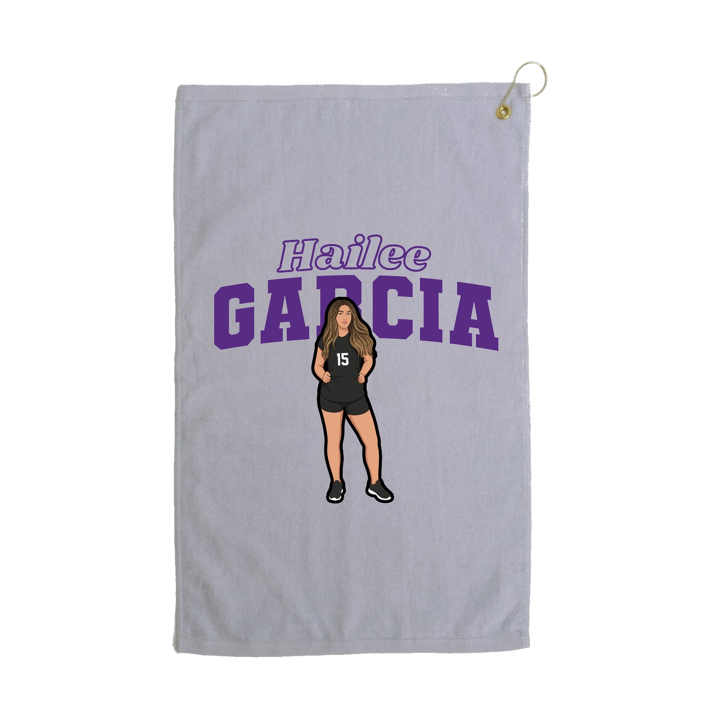 Golf Towel — Name Arch in Grey