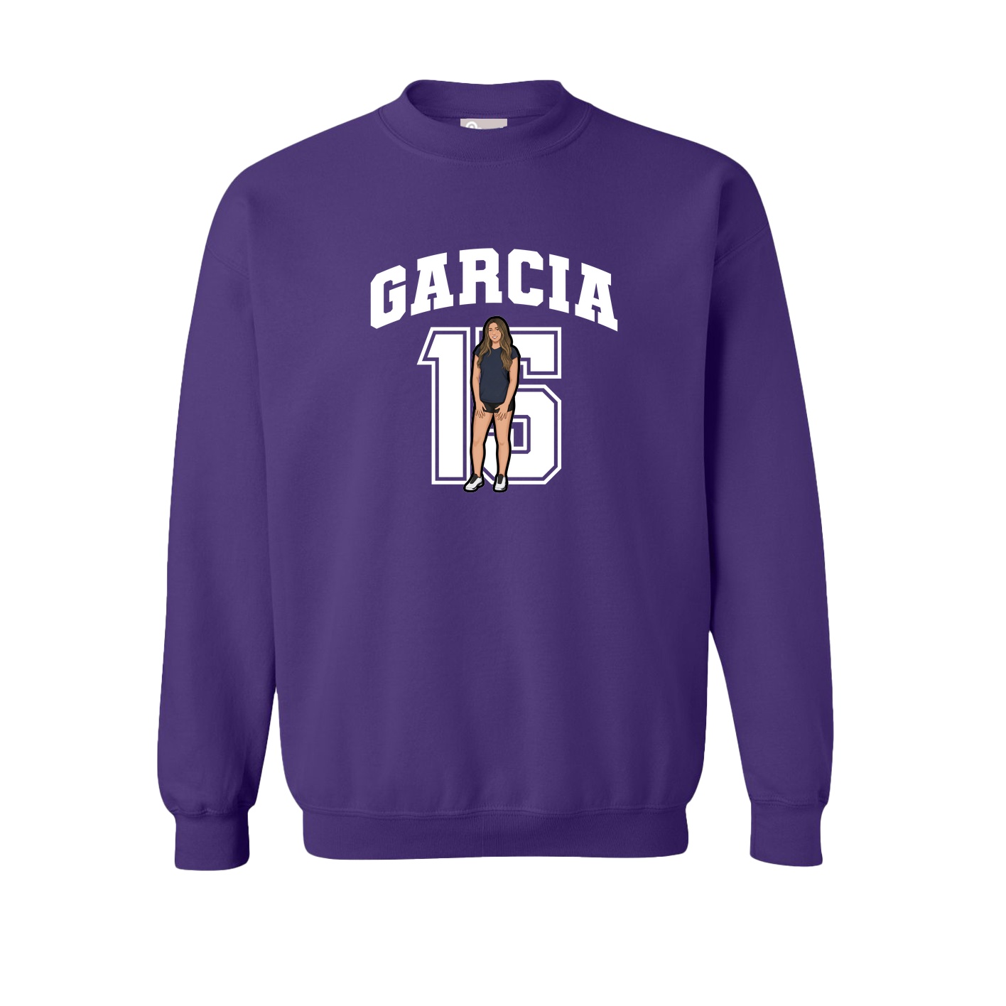Fleece Crew — Number in Purple