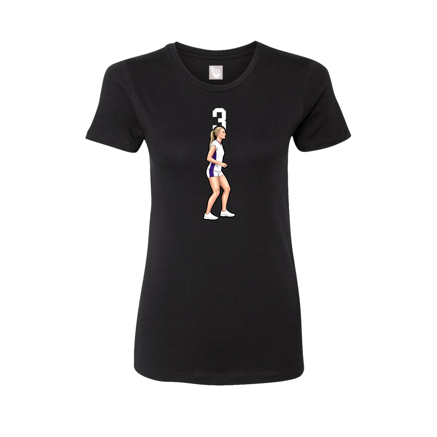 Fitted Women's Tee — Number Top in Black