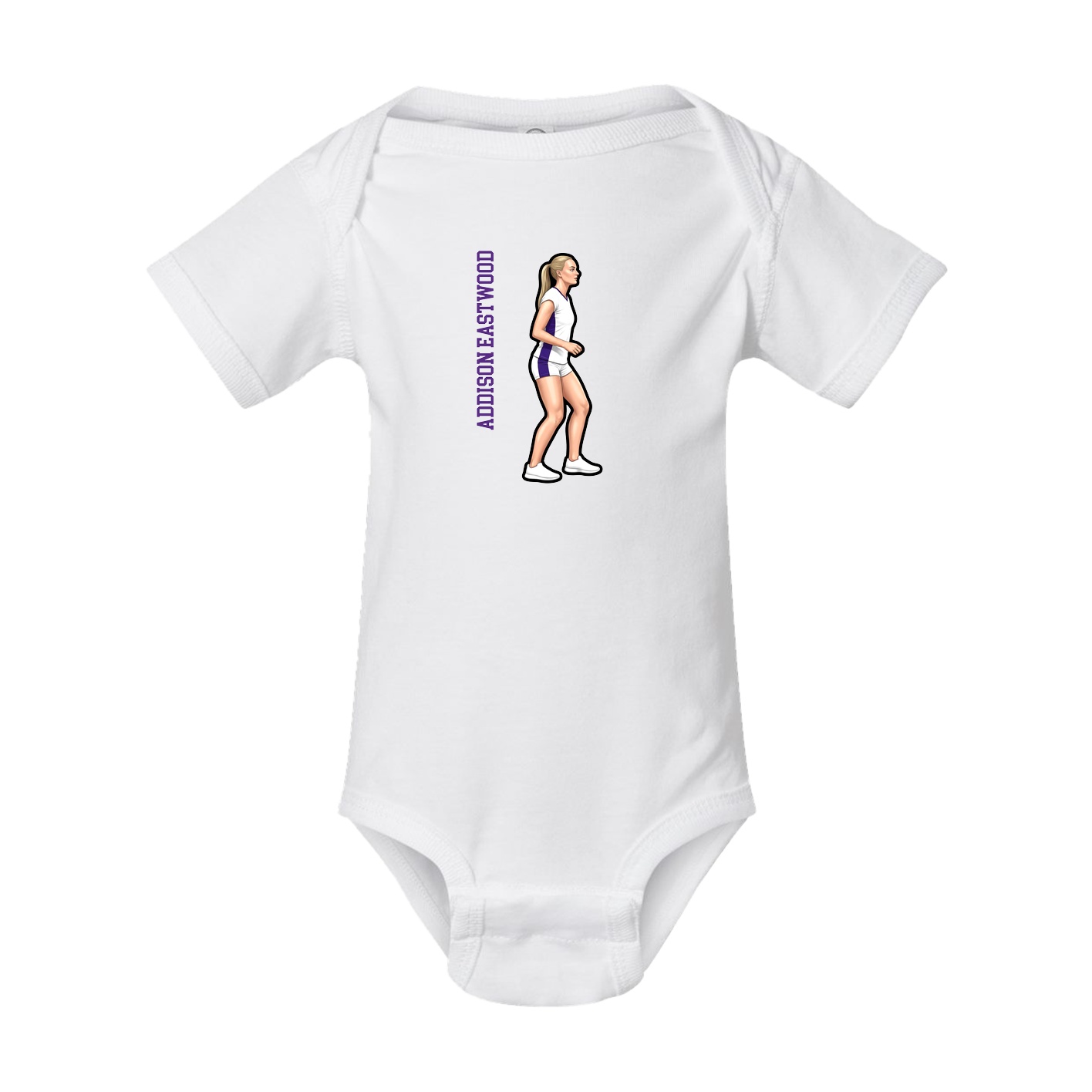 Baby Onesie — Name Vertical in White