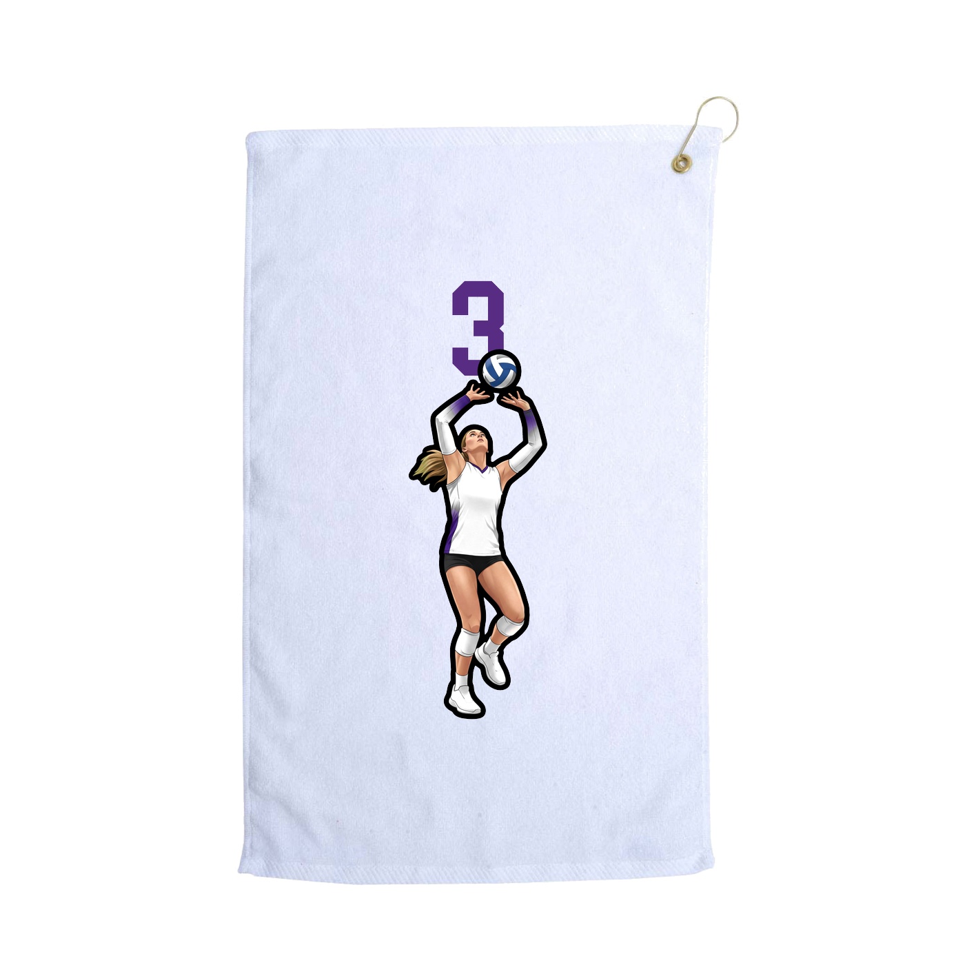 Golf Towel — Number Top in White