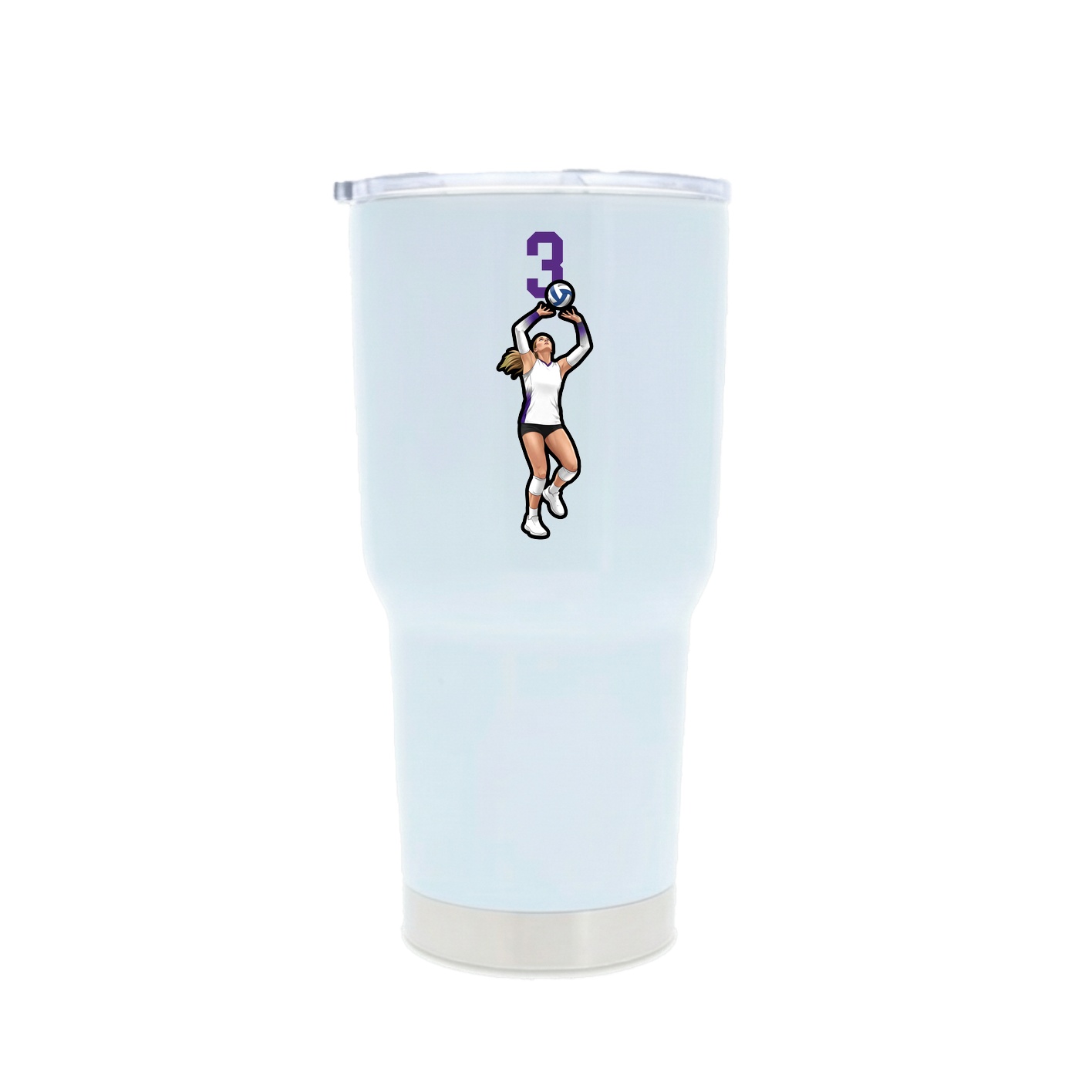 30oz Stainless Steel Tumbler — Number Top in White