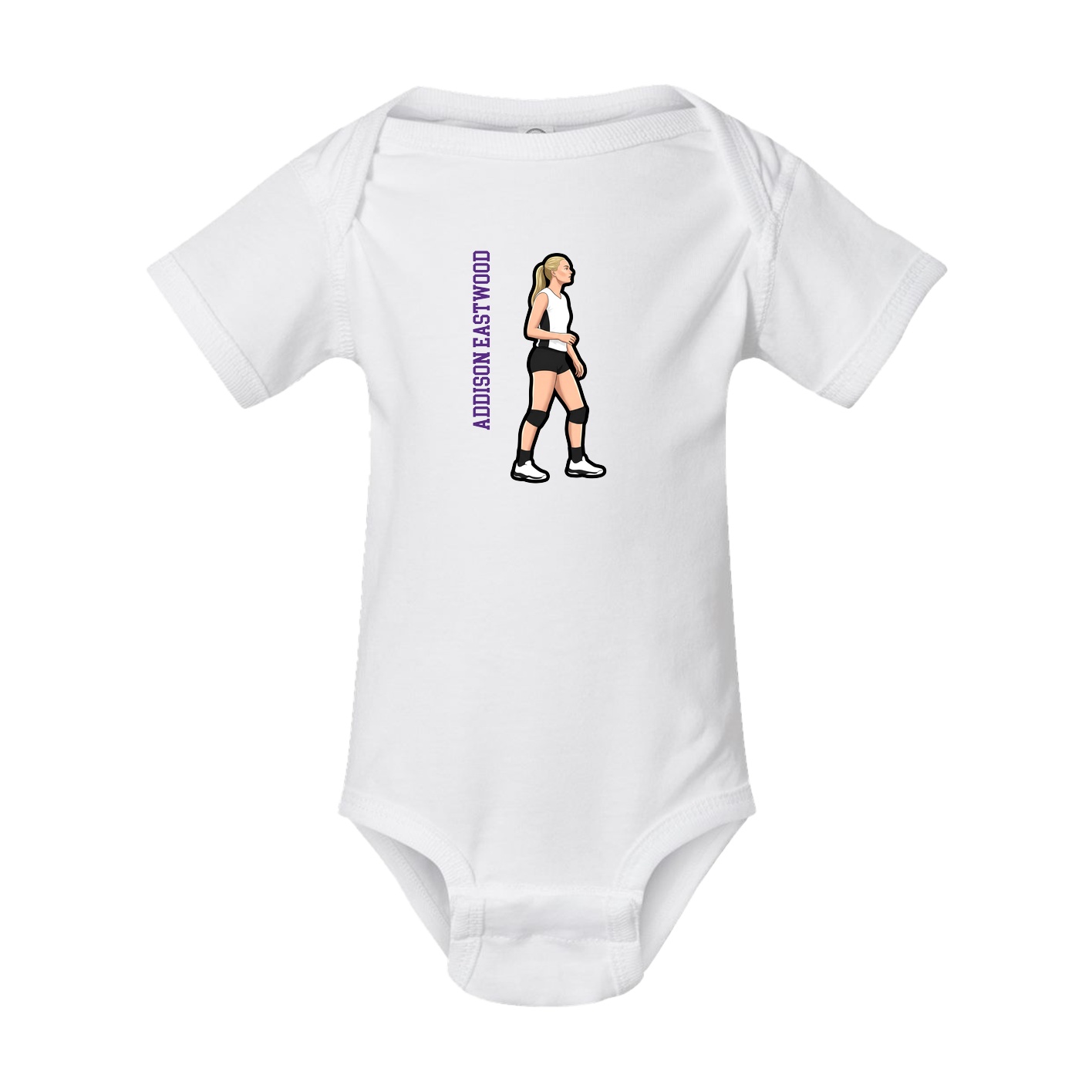 Baby Onesie — Name Vertical in White