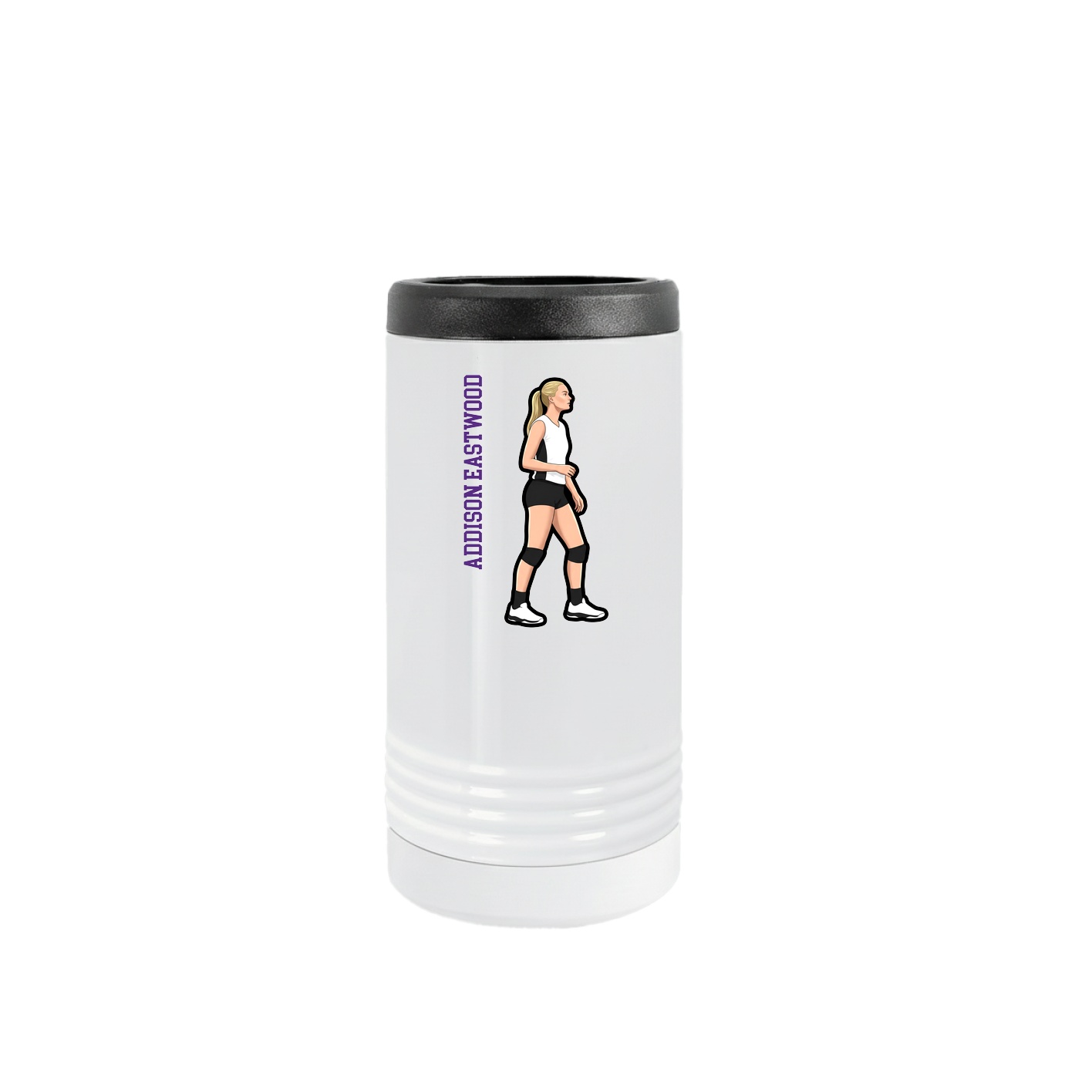 Slim Beverage Holder — Name Vertical in White