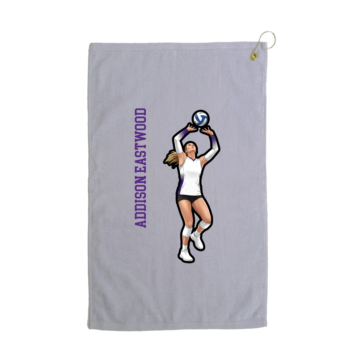 Golf Towel — Name Vertical in Grey