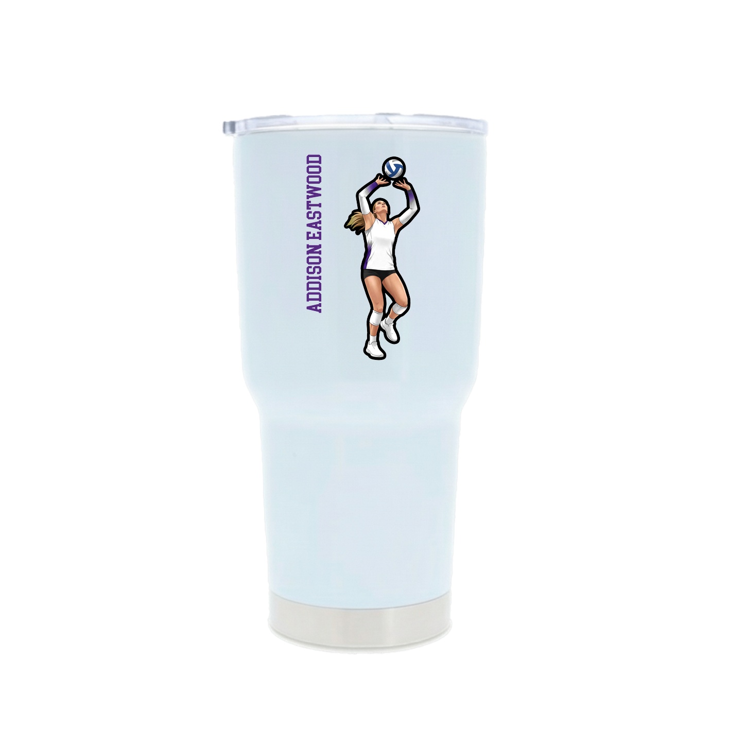 30oz Stainless Steel Tumbler — Name Vertical in White