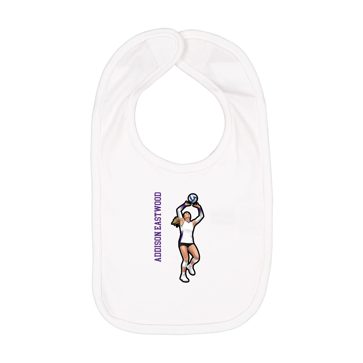 Infant Bib — Name Vertical in White