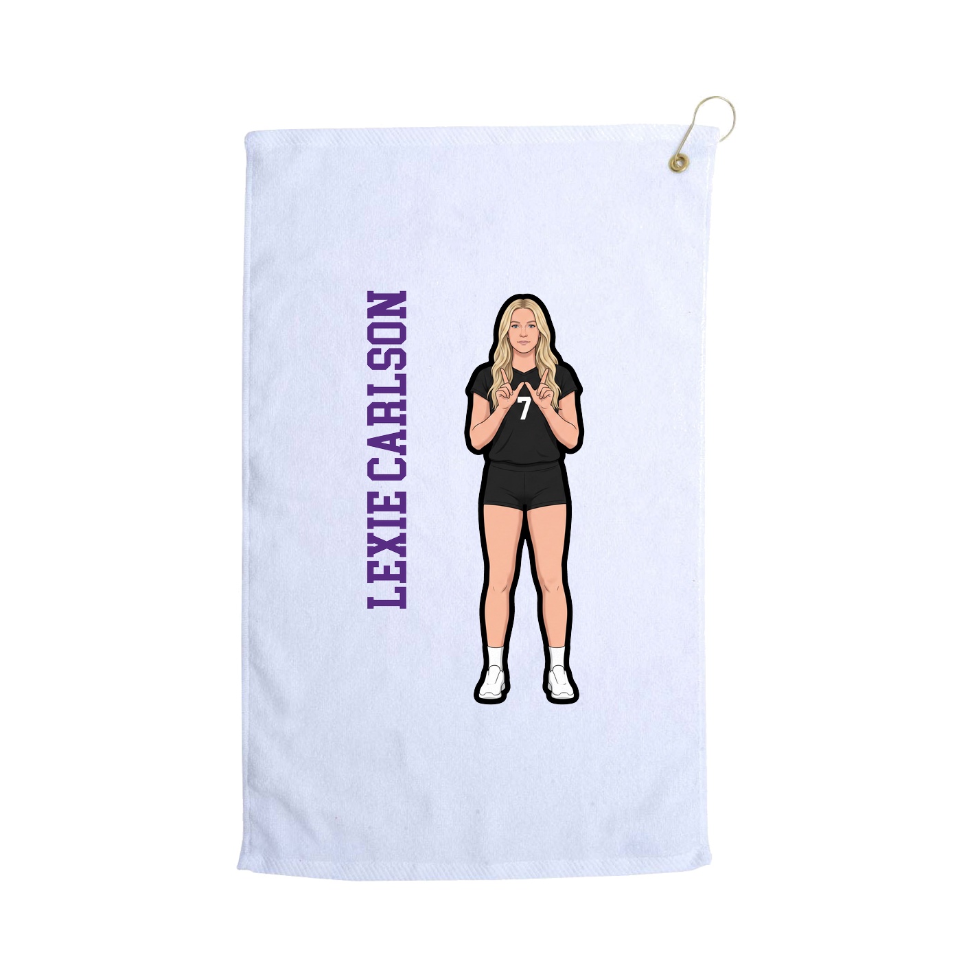 Golf Towel — Name Vertical in White