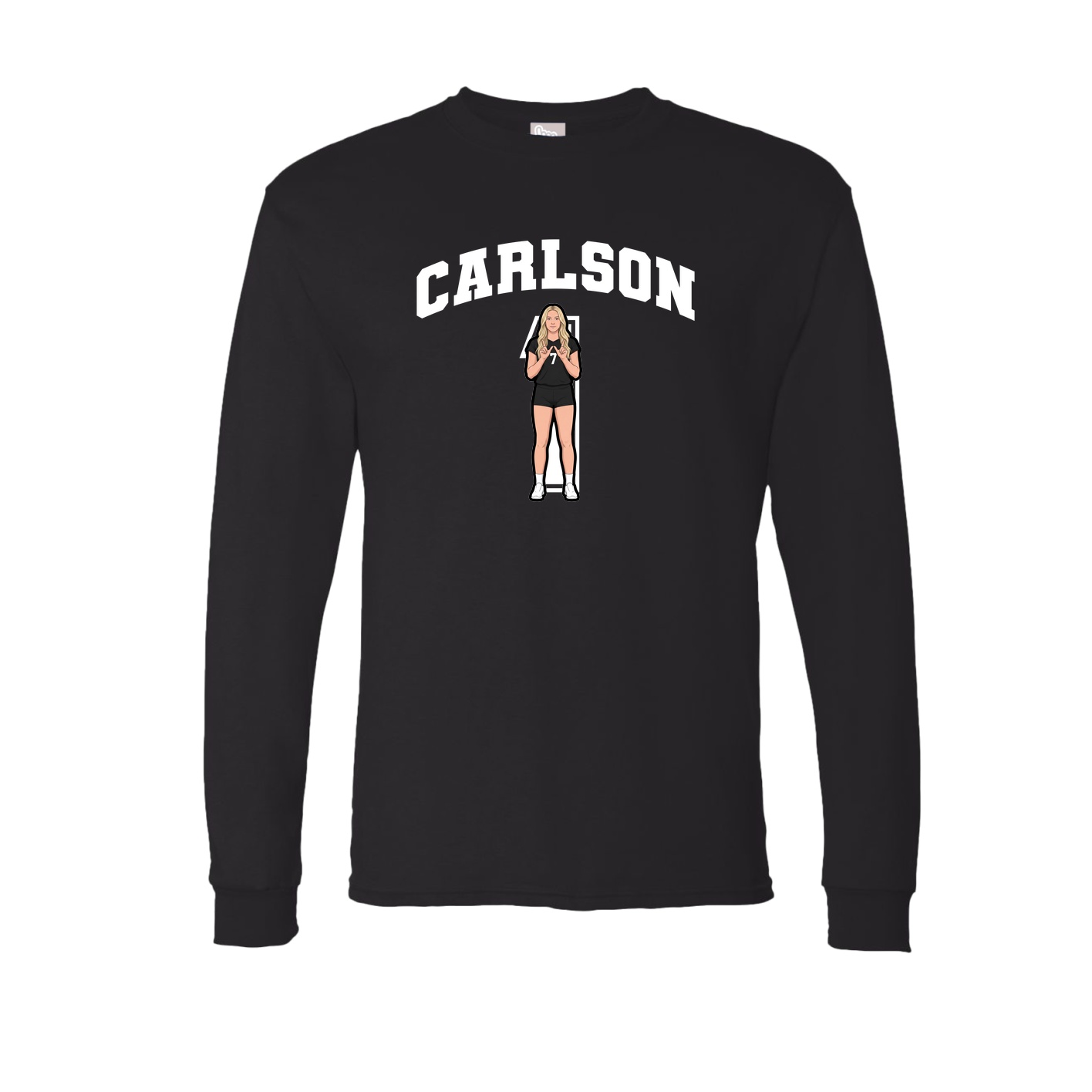Long Sleeve Tee — Number in Black
