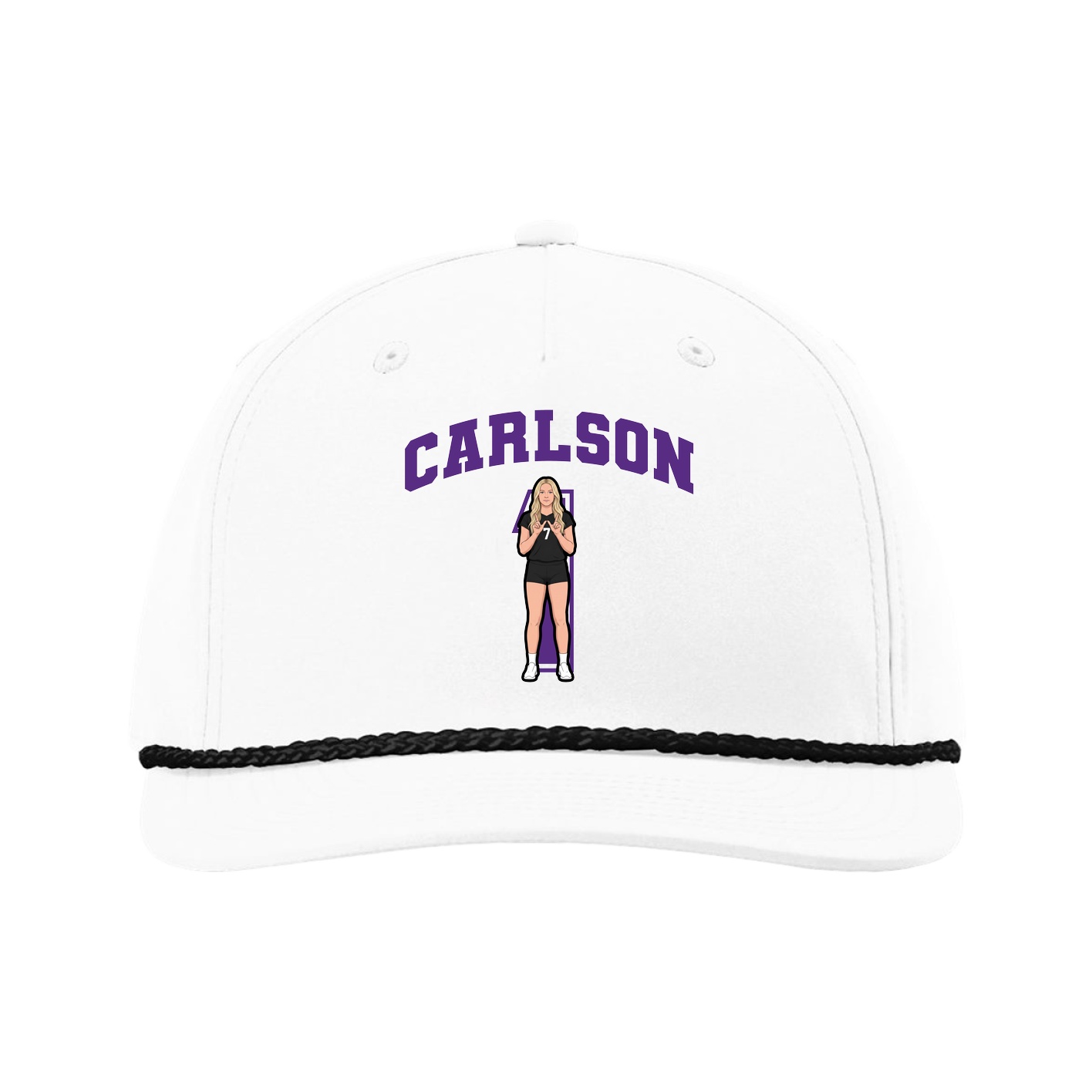 Five-Panel Classic Rope Cap — Number in White