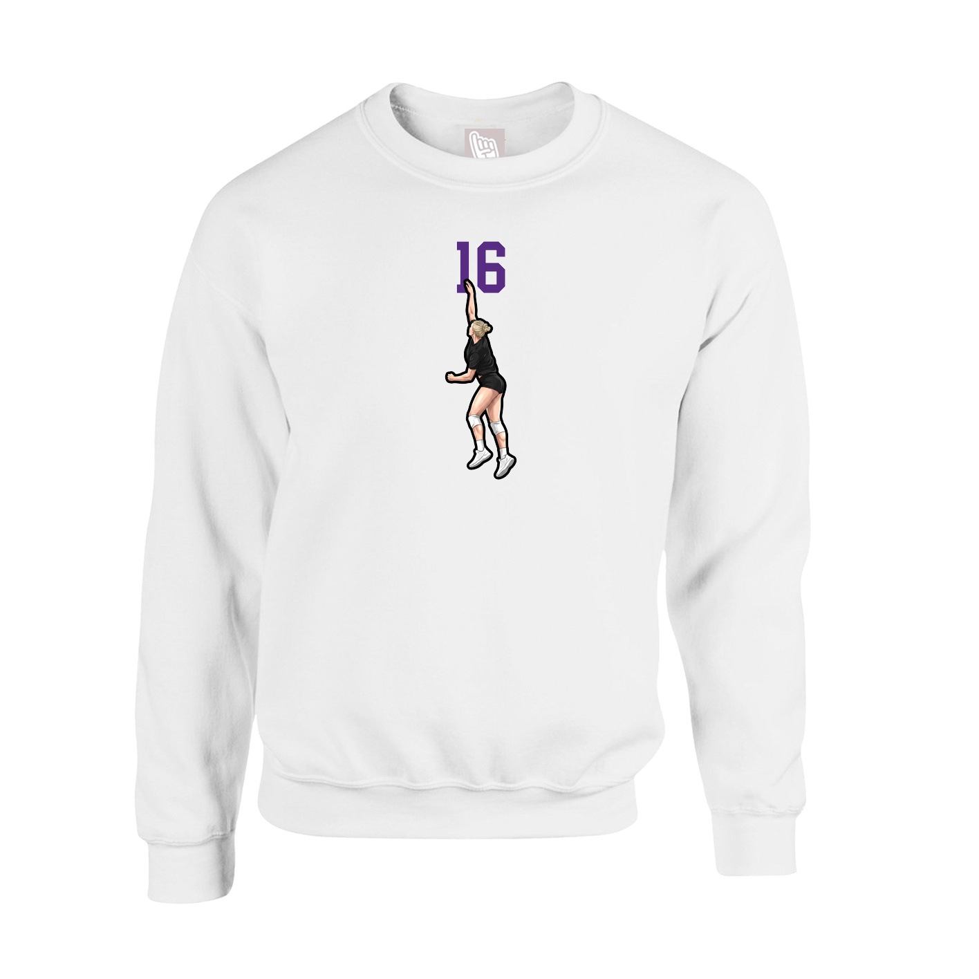 Fleece Crew — Number Top in White