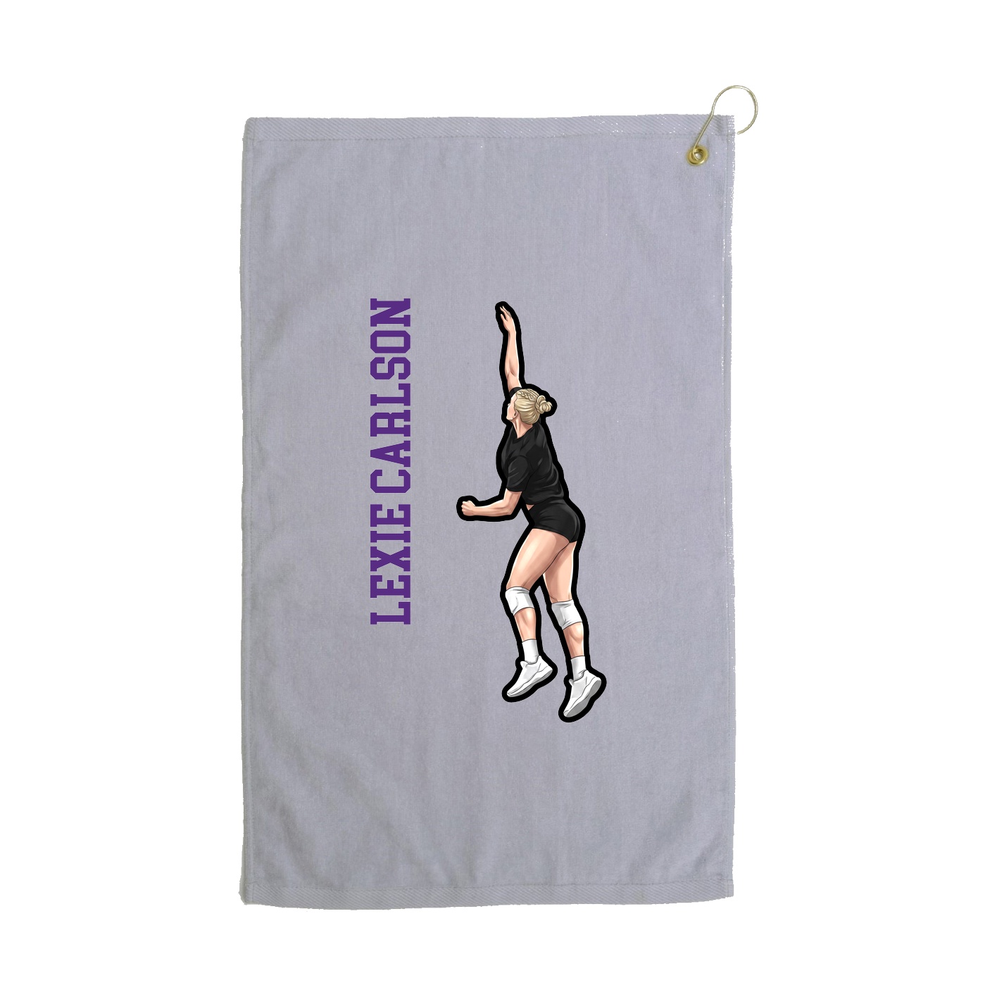Golf Towel — Name Vertical in Grey