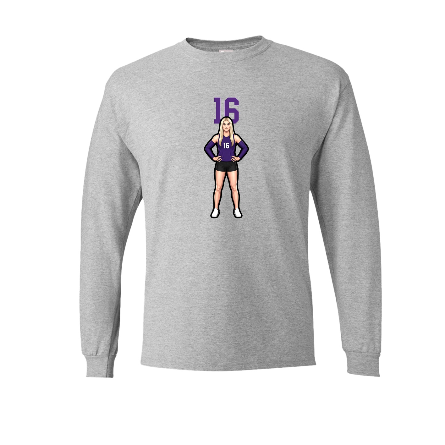 Long Sleeve Tee — Number Top in Grey