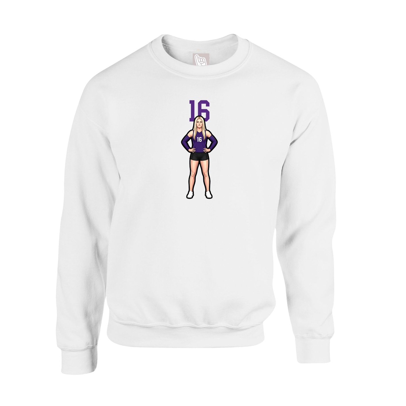 Fleece Crew — Number Top in White