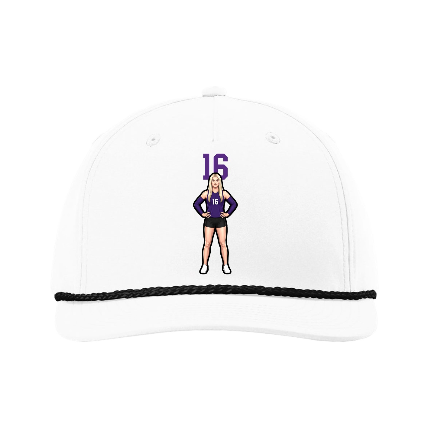Five-Panel Classic Rope Cap — Number Top in White