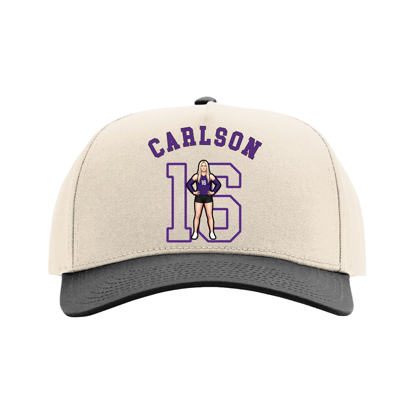 Full Fabric Five-Panel Champ Cap — Shirsey Arch in Cream/Black
