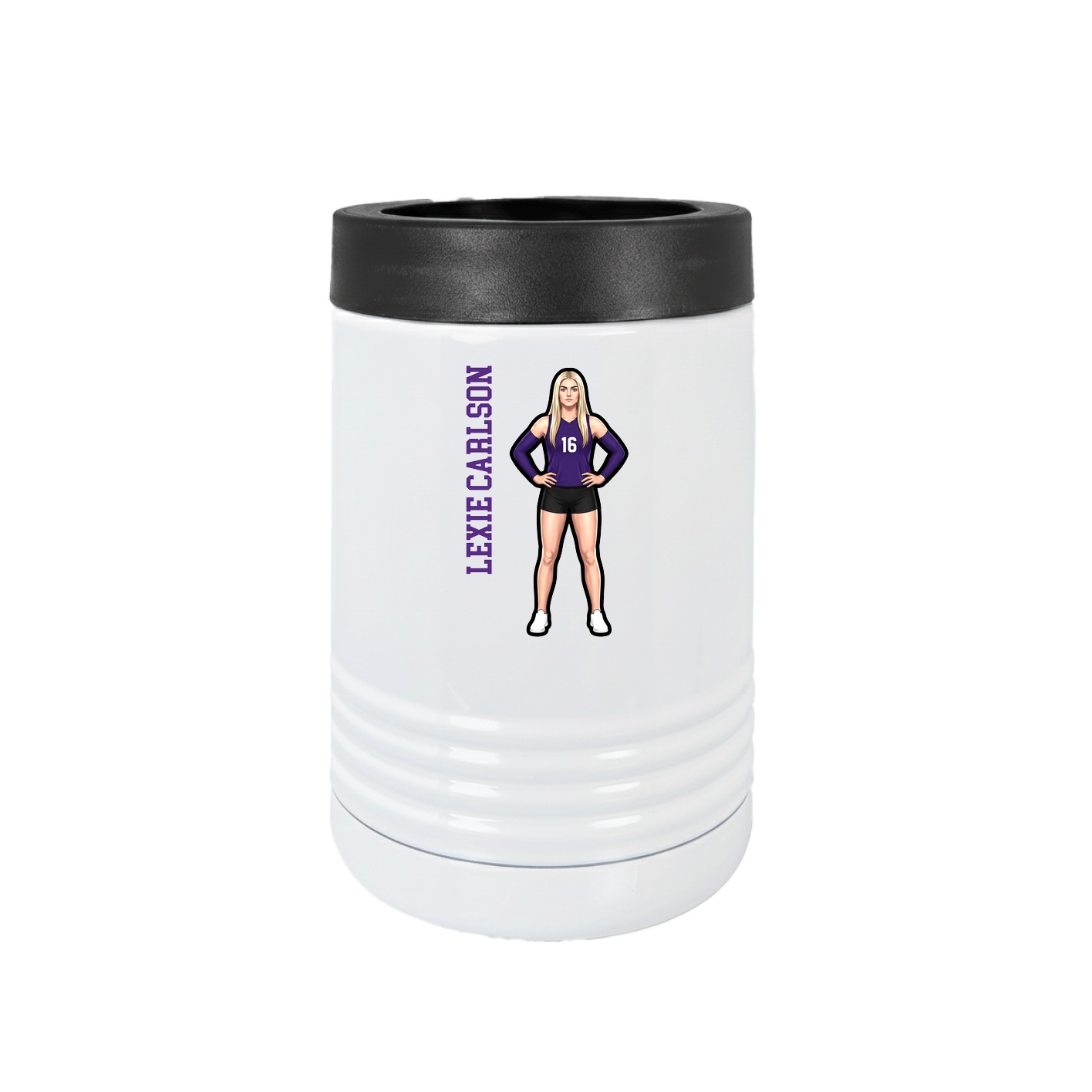 Beverage Holder — Name Vertical in White