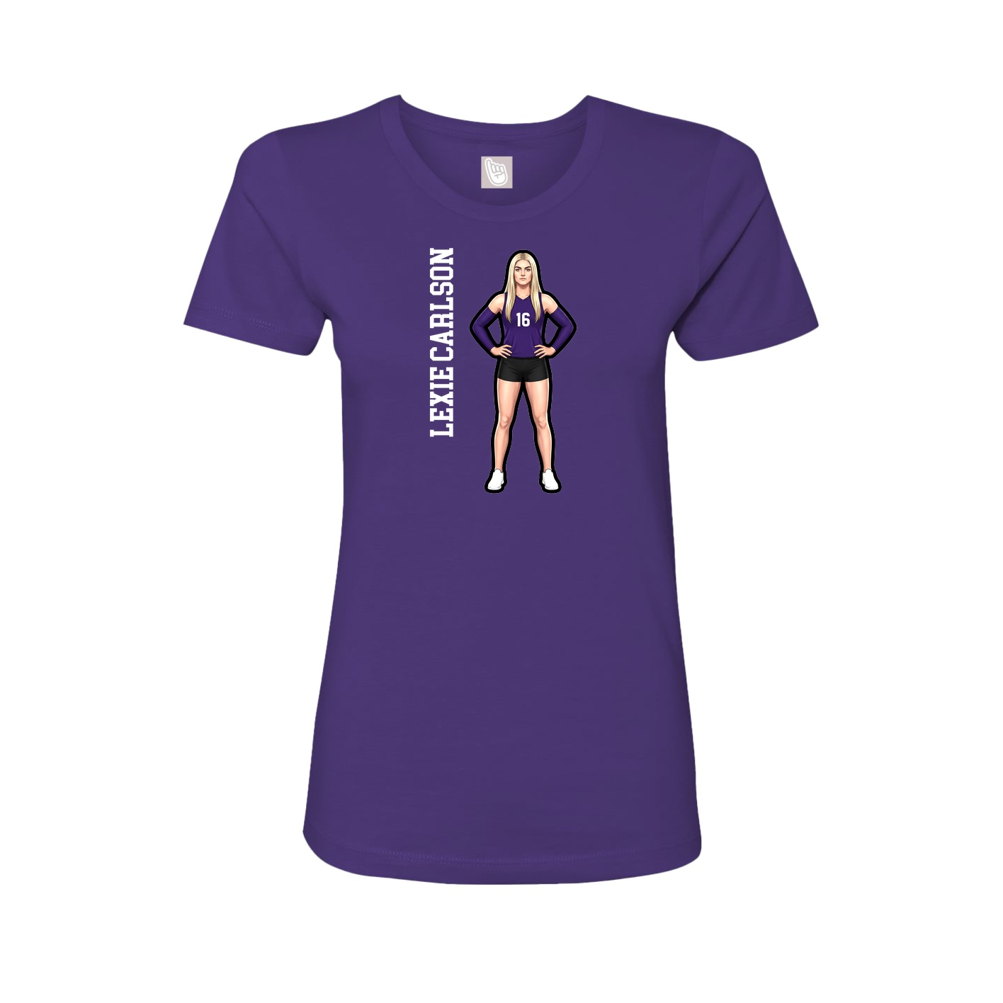 Womens Tee — Name Vertical in Purple