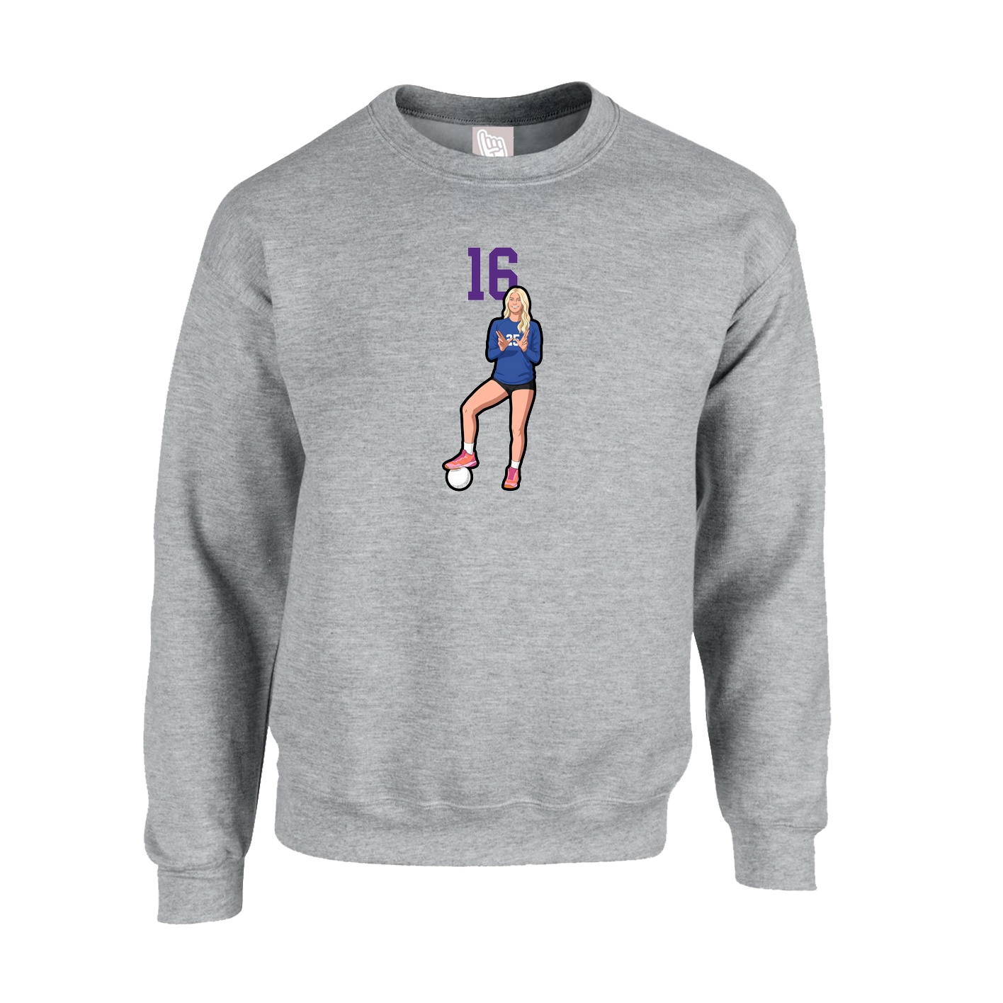 Fleece Crew — Number Top in Grey