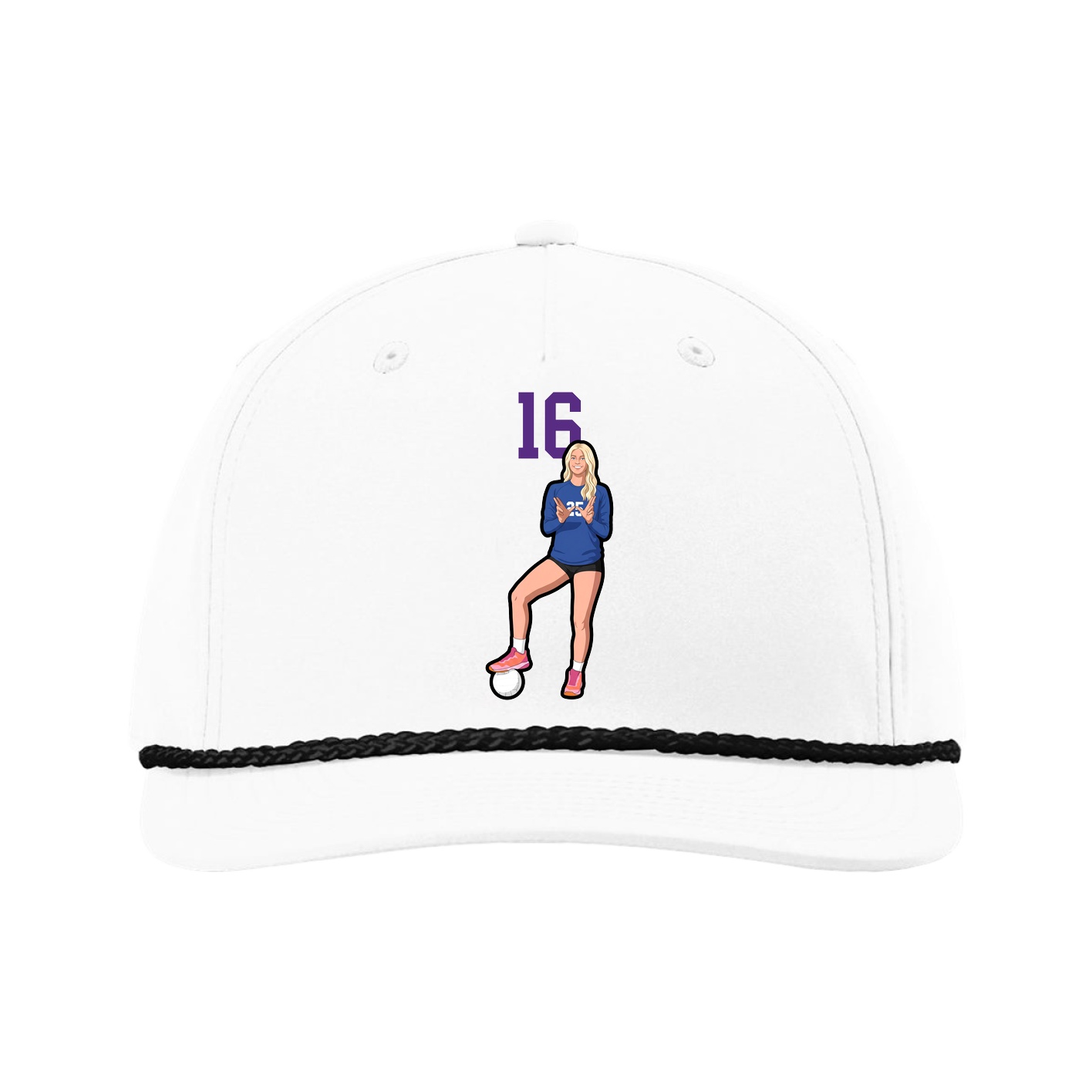 Five-Panel Classic Rope Cap — Number Top in White