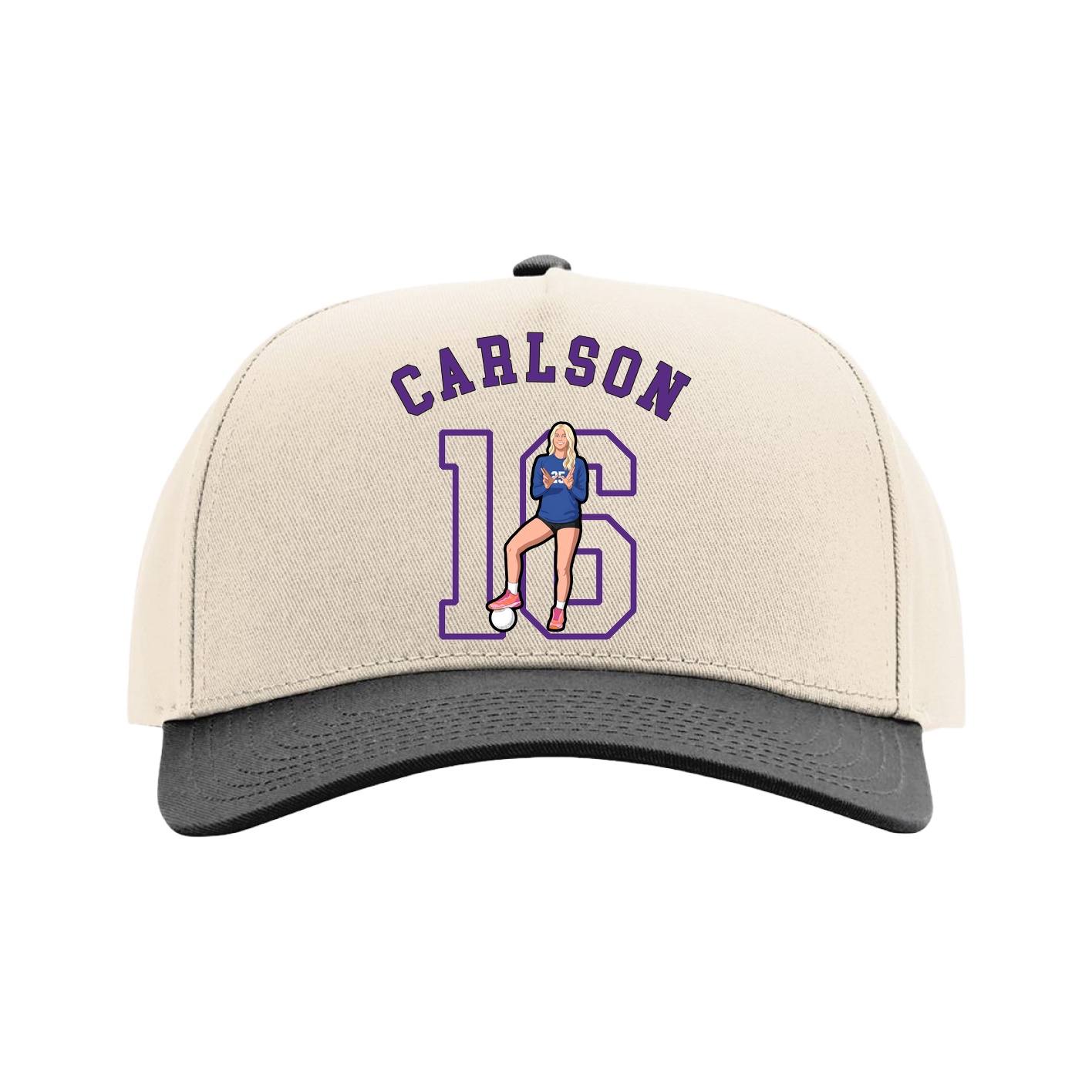 Full Fabric Five-Panel Champ Cap — Shirsey Arch in Cream/Black