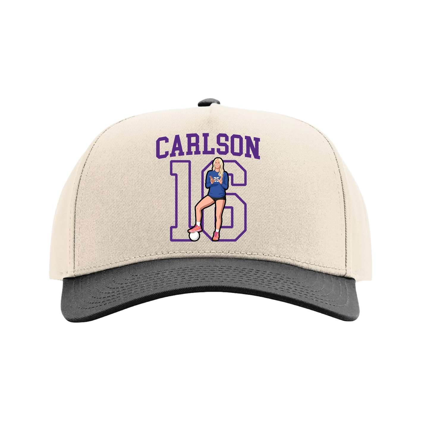 Full Fabric Five-Panel Champ Cap — Shirsey in Cream/Black