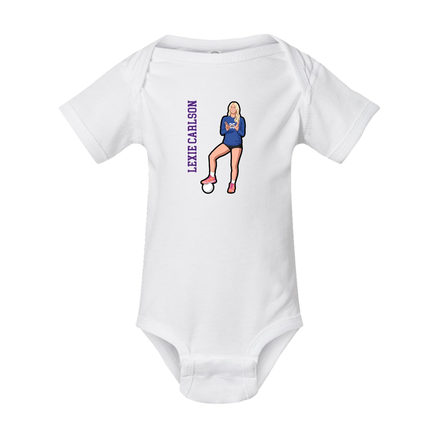 Baby Onesie — Name Vertical in White