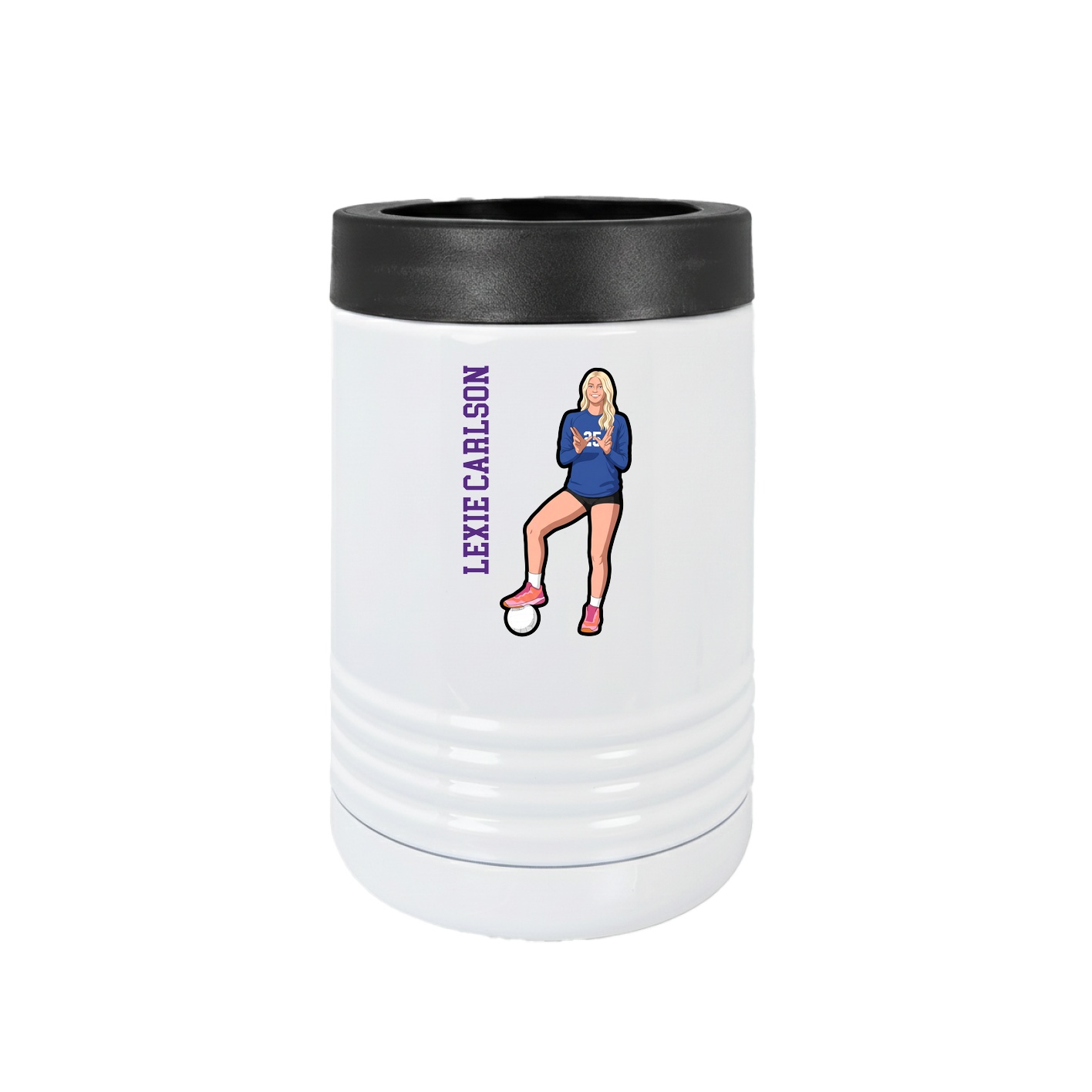 Beverage Holder — Name Vertical in White